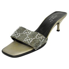 Raro Tom Ford for Gucci, mulo in raso con monogramma Swarovski  Taglia 8,5 US