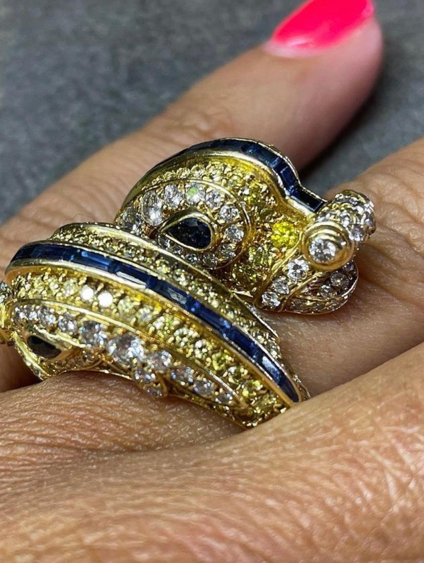 Extremely Rare and Iconic Fancy Yellow Diamond Chimeres Ring by Cartier 7