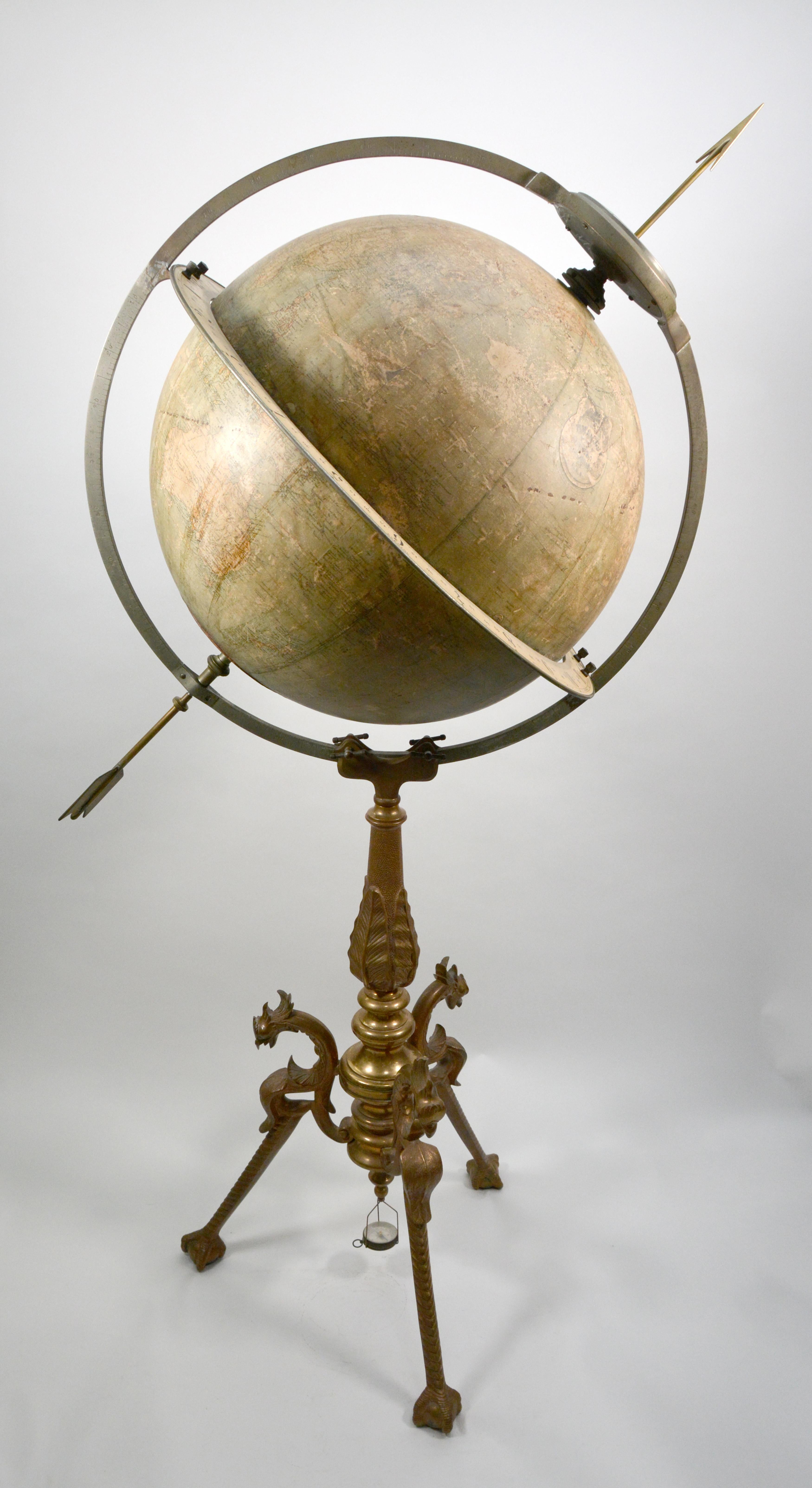Industrial Extremely Rare Antique 1880 American Juvet & Co. Time Globe Floor Clock