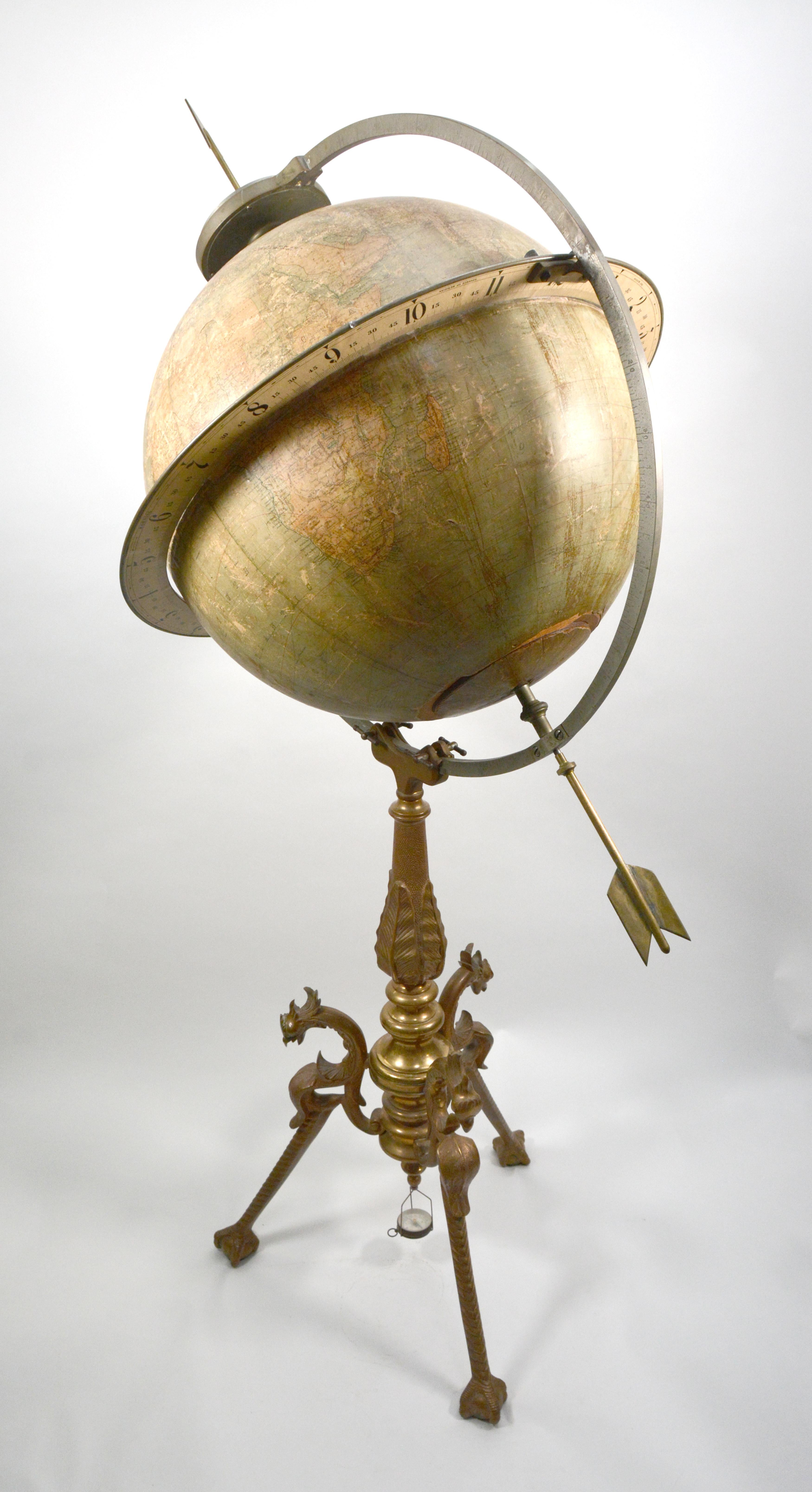 Hand-Crafted Extremely Rare Antique 1880 American Juvet & Co. Time Globe Floor Clock