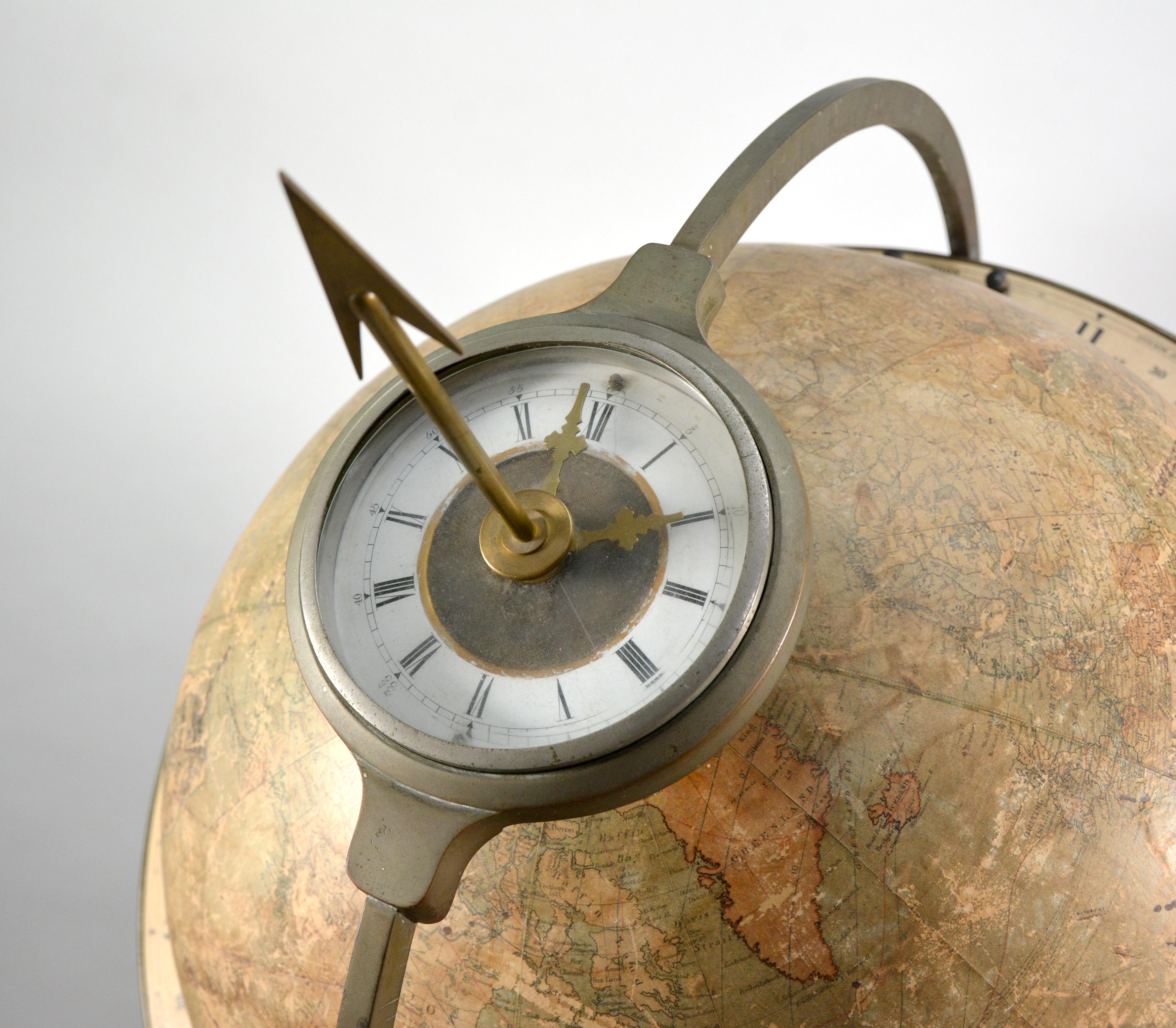Extremely Rare Antique 1880 American Juvet & Co. Time Globe Floor Clock In Good Condition In Danville, CA