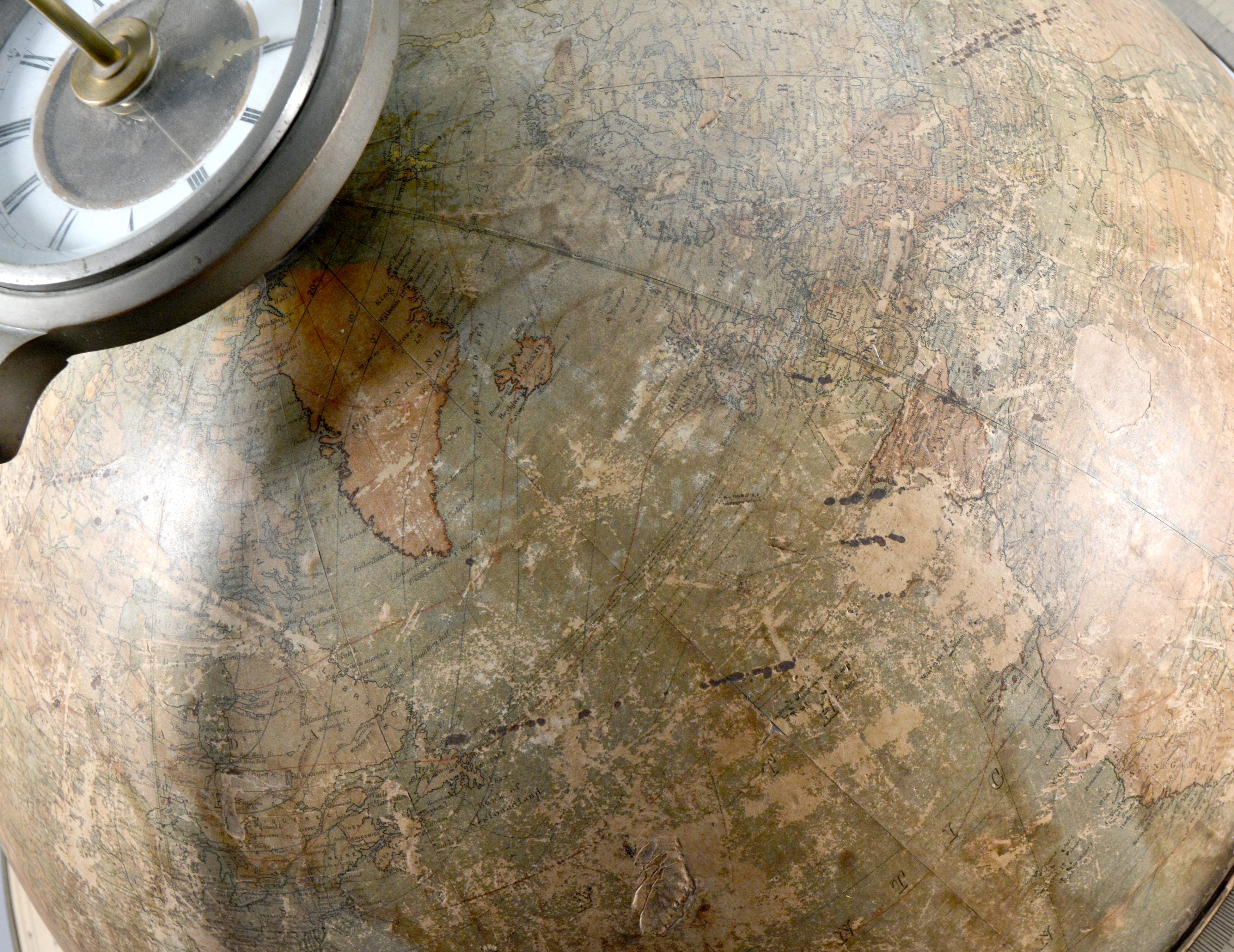Late 19th Century Extremely Rare Antique 1880 American Juvet & Co. Time Globe Floor Clock