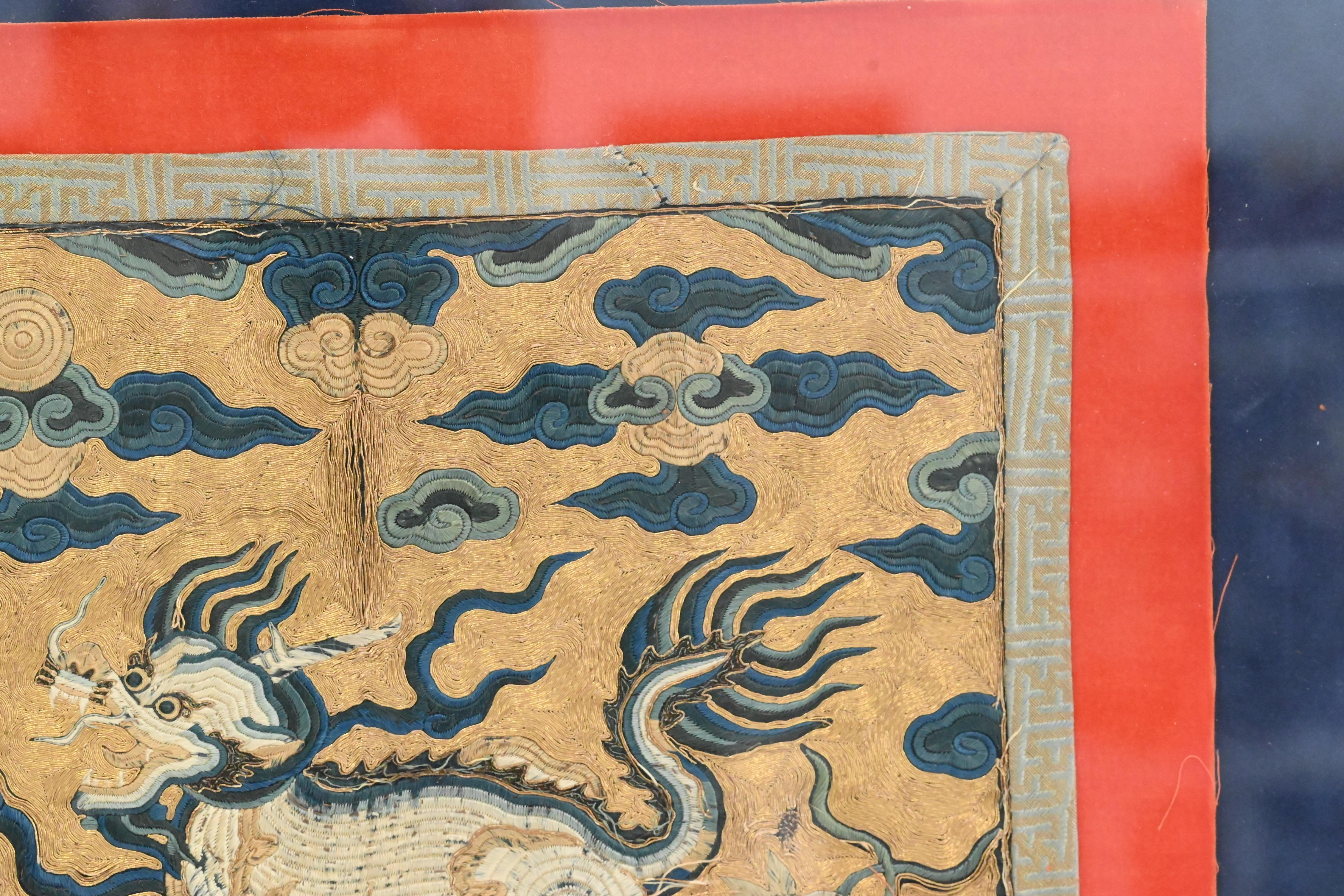 Äußerst seltene antike chinesische Seide Kangxi-Periode Militärischer Rangabzeichen Xiezhi aus der Kangxi-Zeit im Angebot 13