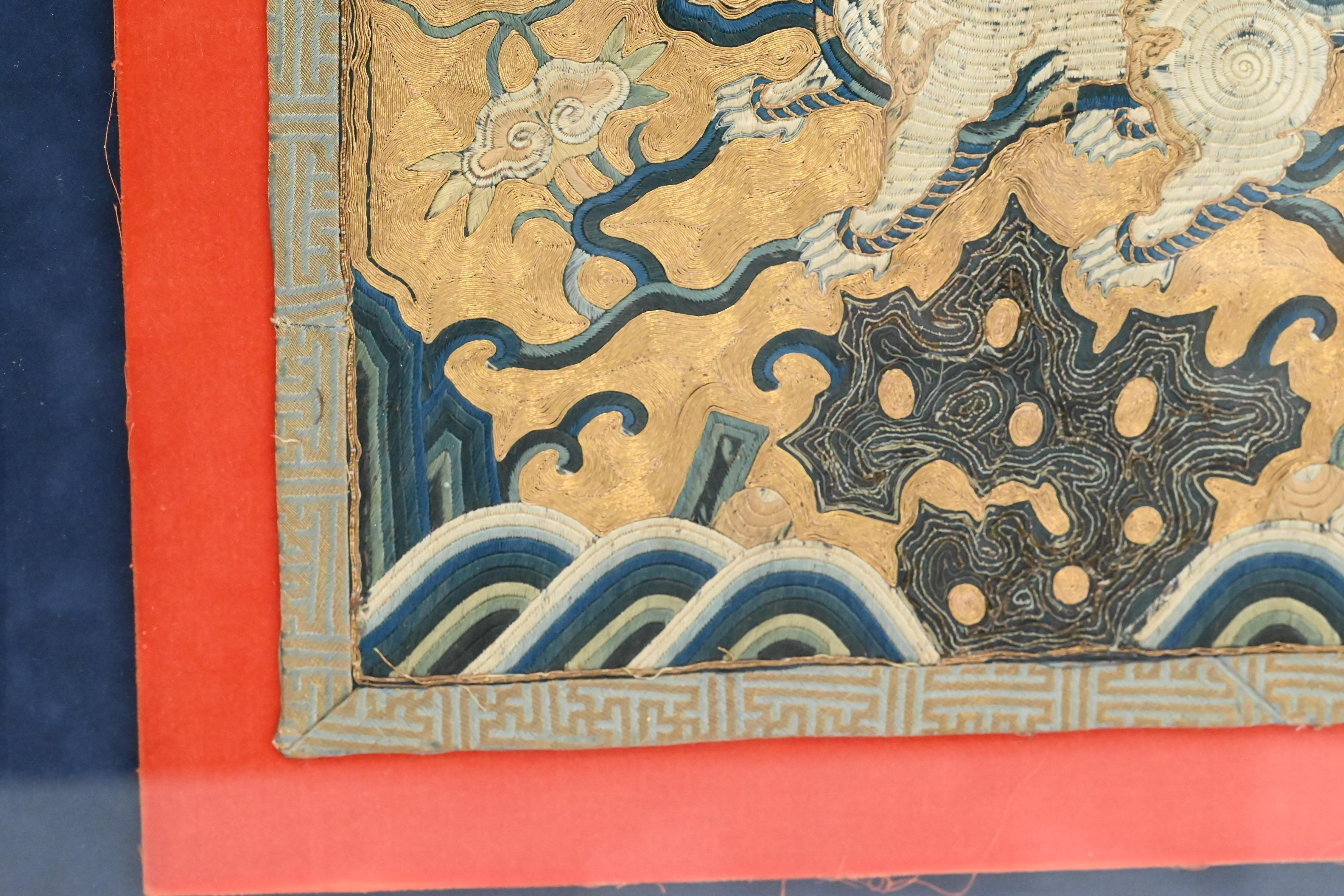Äußerst seltene antike chinesische Seide Kangxi-Periode Militärischer Rangabzeichen Xiezhi aus der Kangxi-Zeit im Angebot 4
