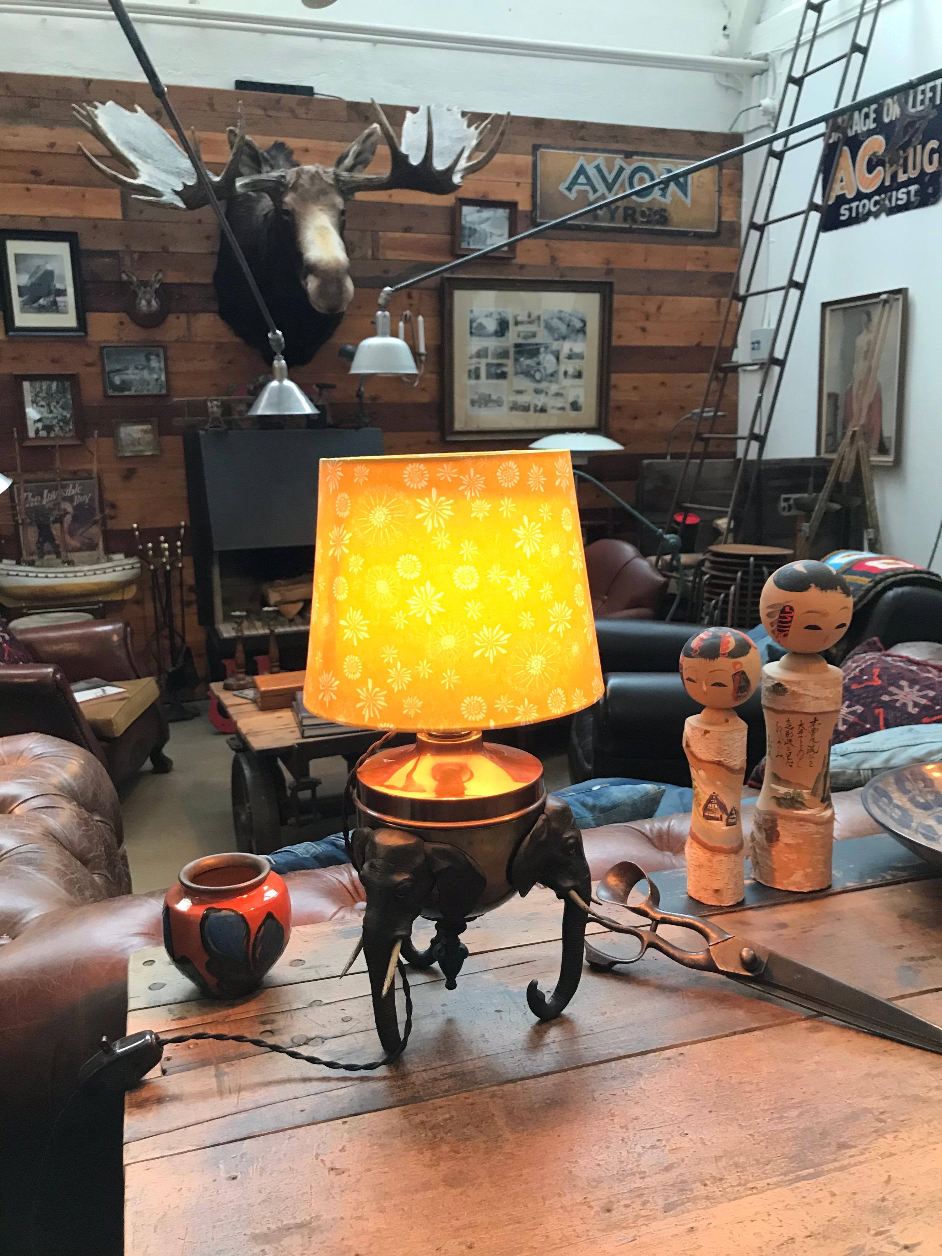 Early 20th Century Extremely Rare Antique Elephant Table Lamp