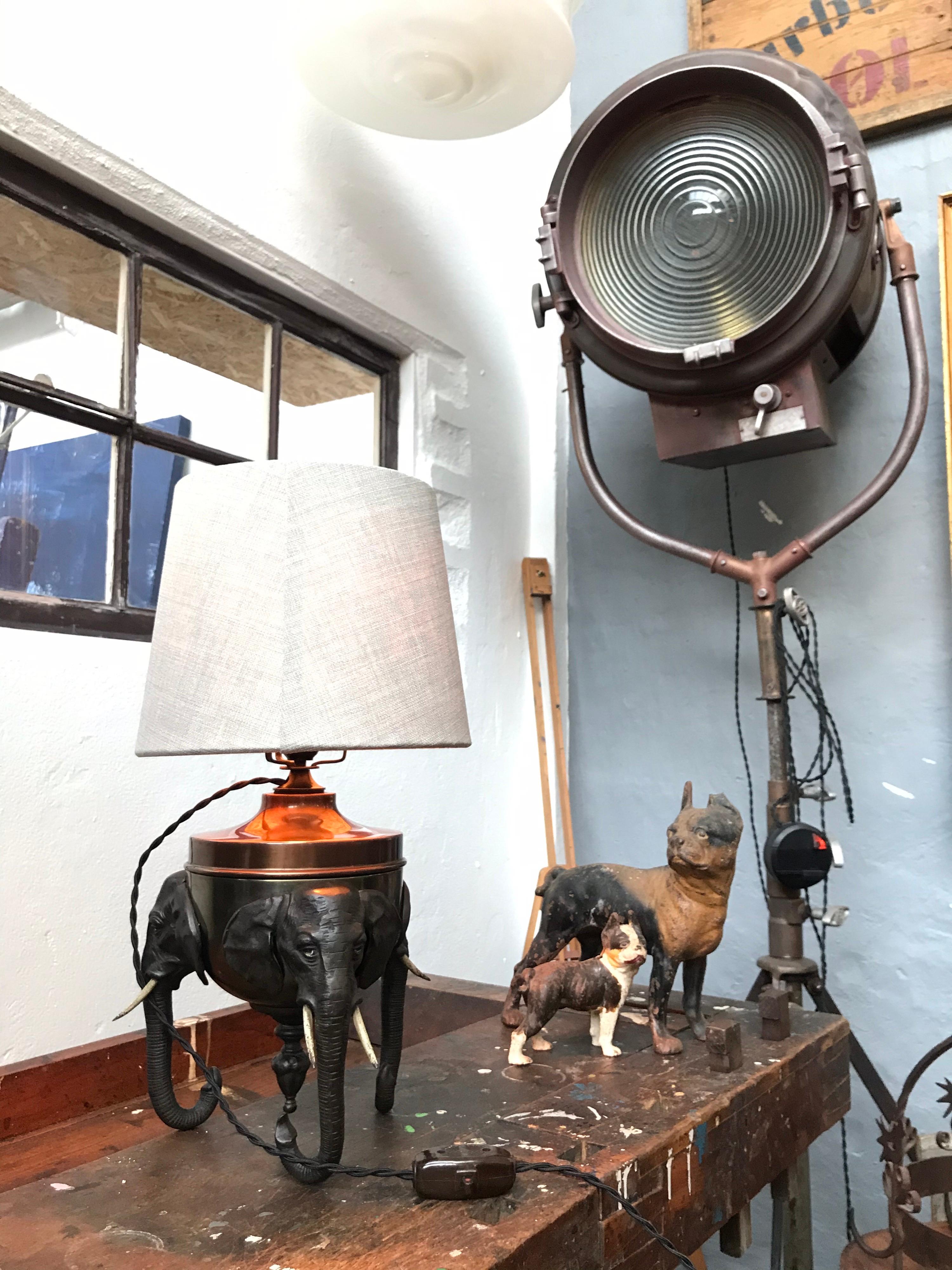 Extremely Rare Antique Elephant Table Lamp In Good Condition In Søborg, DK