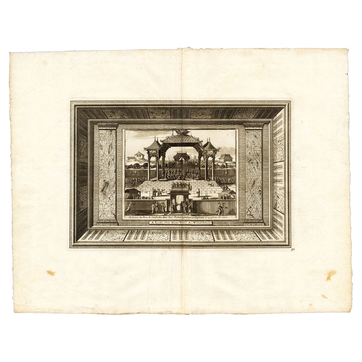 Äußerst seltener antiker Druck der Könige von Kambodscha in Asien, 1725