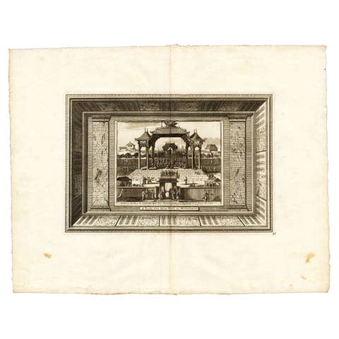 Extremely Rare Antique Print of The Kings of Cambodia in Asia, 1725