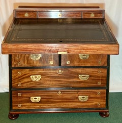 Extremely Rare Antique Regency Period Campaign Chest with Desk