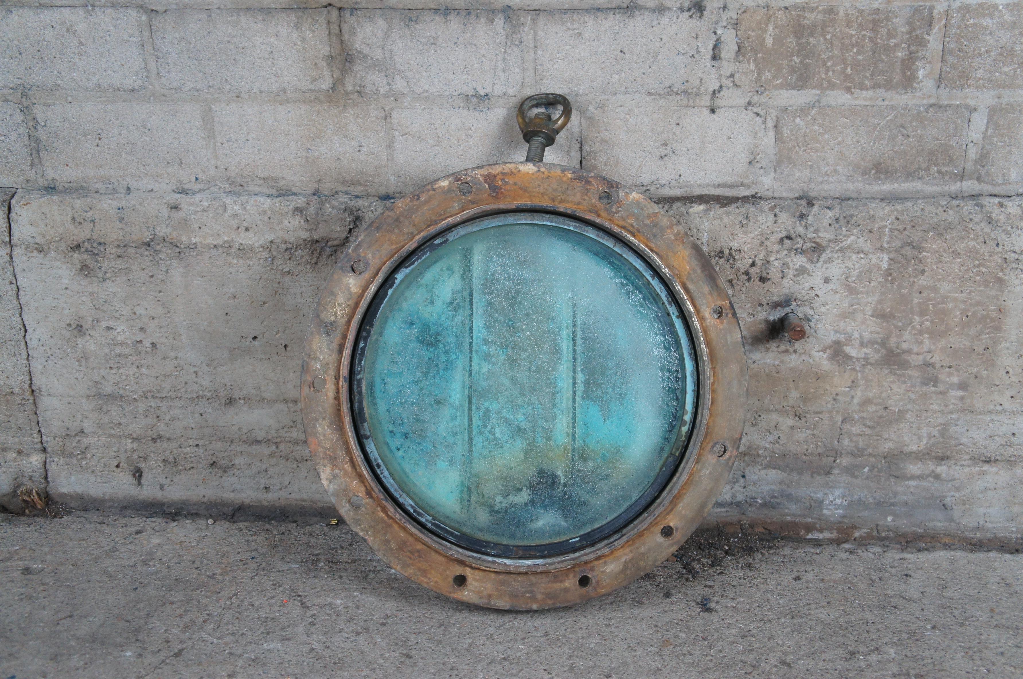 Extremely Rare Antique Solid Brass Maritime Ships Porthole Storm Cover Window For Sale 7