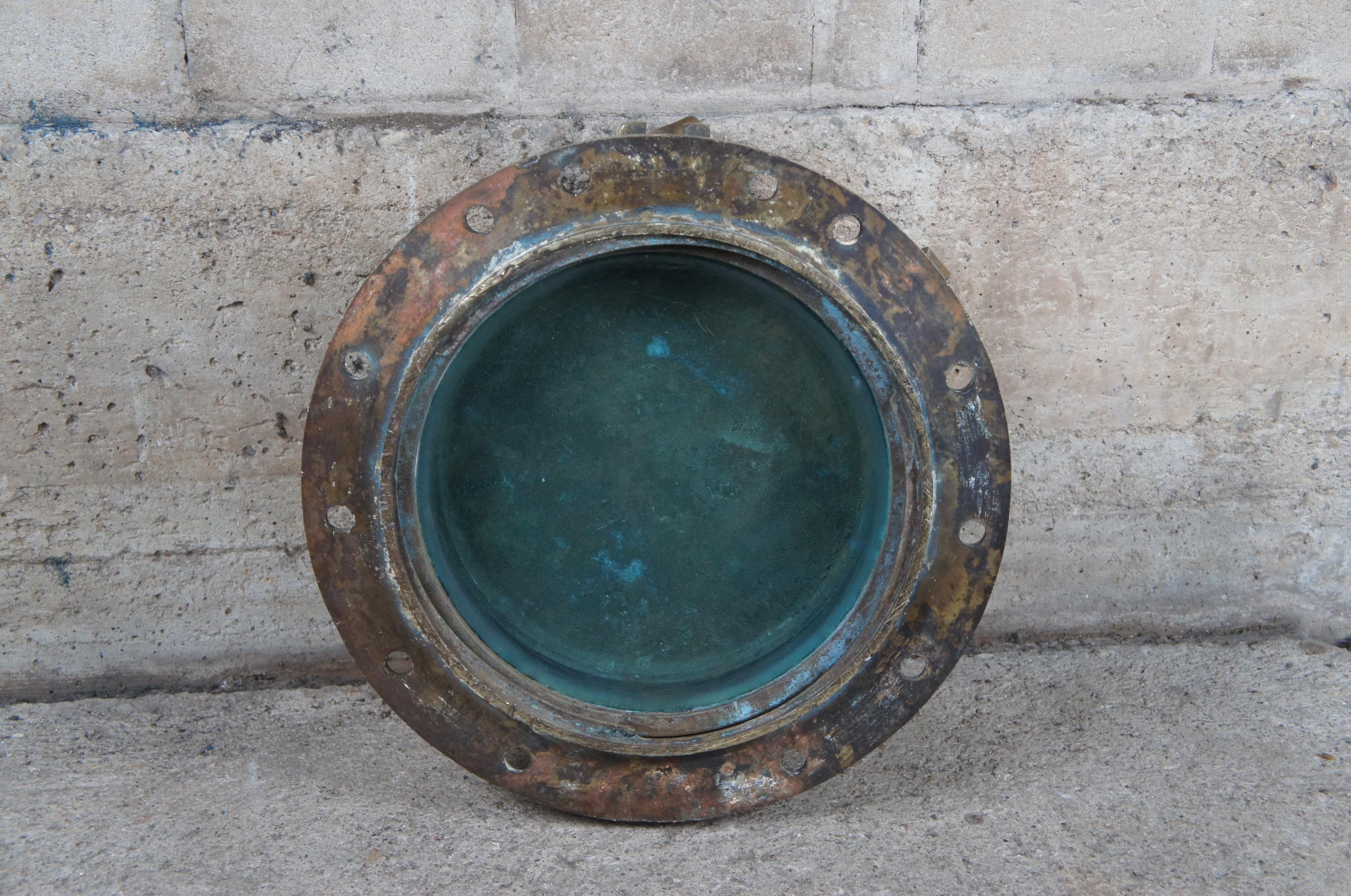 Extremely Rare Antique Solid Brass Maritime Ships Porthole Storm Cover Window For Sale 5