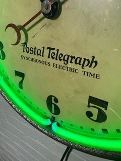Art Decó extremadamente raro Reloj Postal Telegráfico "NEON" c.1930
