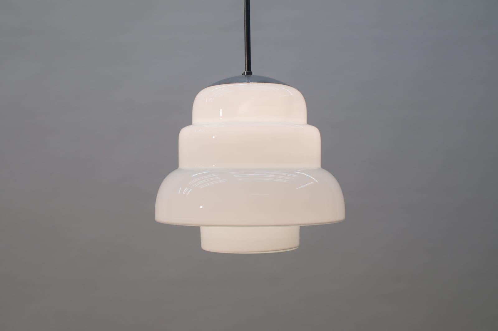 Extremely Rare Art Deco Stepped Milk Glass Lamp, 1930s, Germany 2