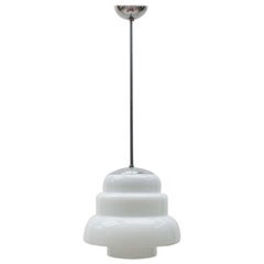 Extremely Rare Art Deco Stepped Milk Glass Lamp, 1930s, Germany