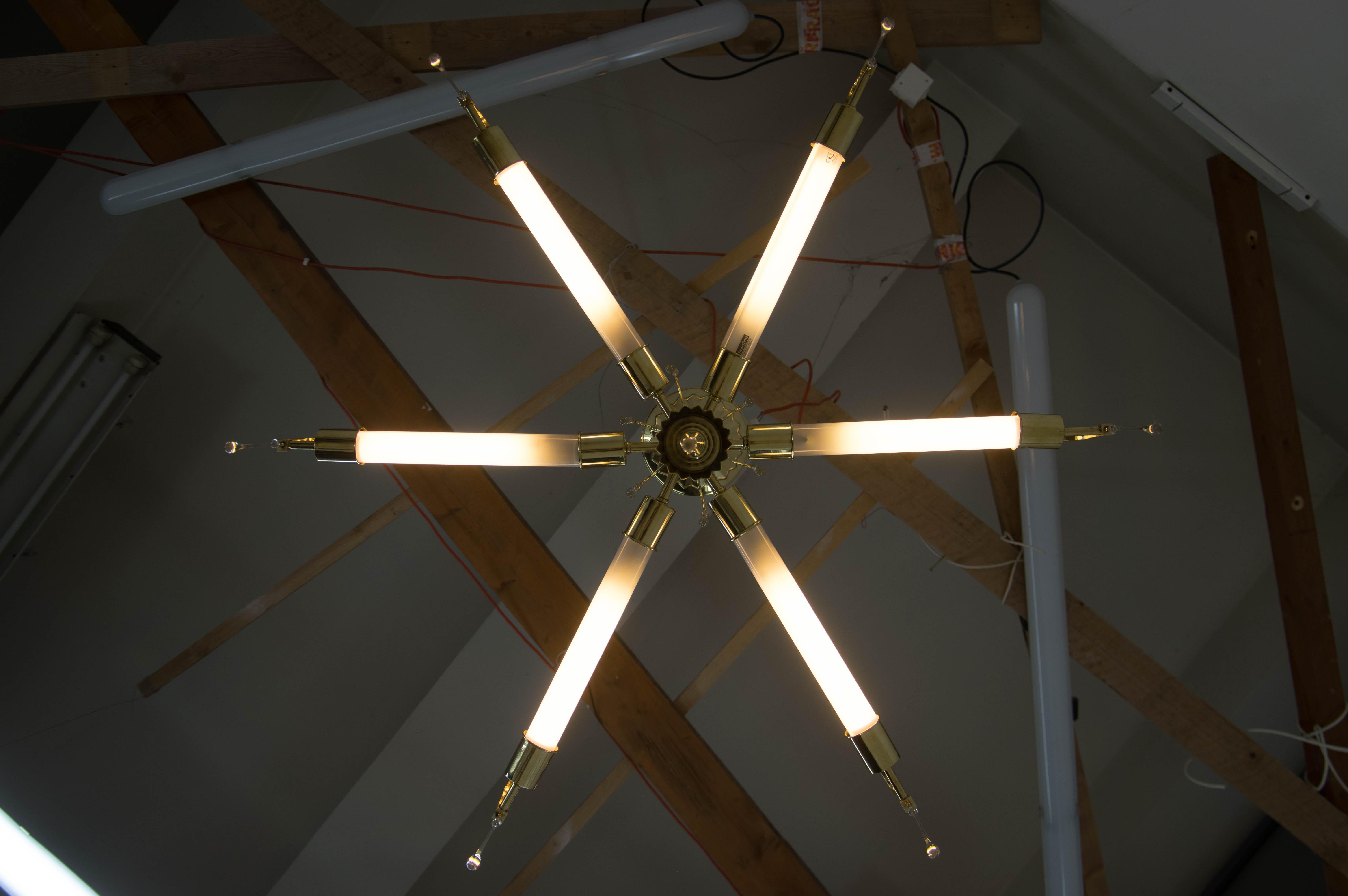 Ottone Rarissimo lampadario Art Nouveau/Art Deco, Austria, anni '20 in vendita