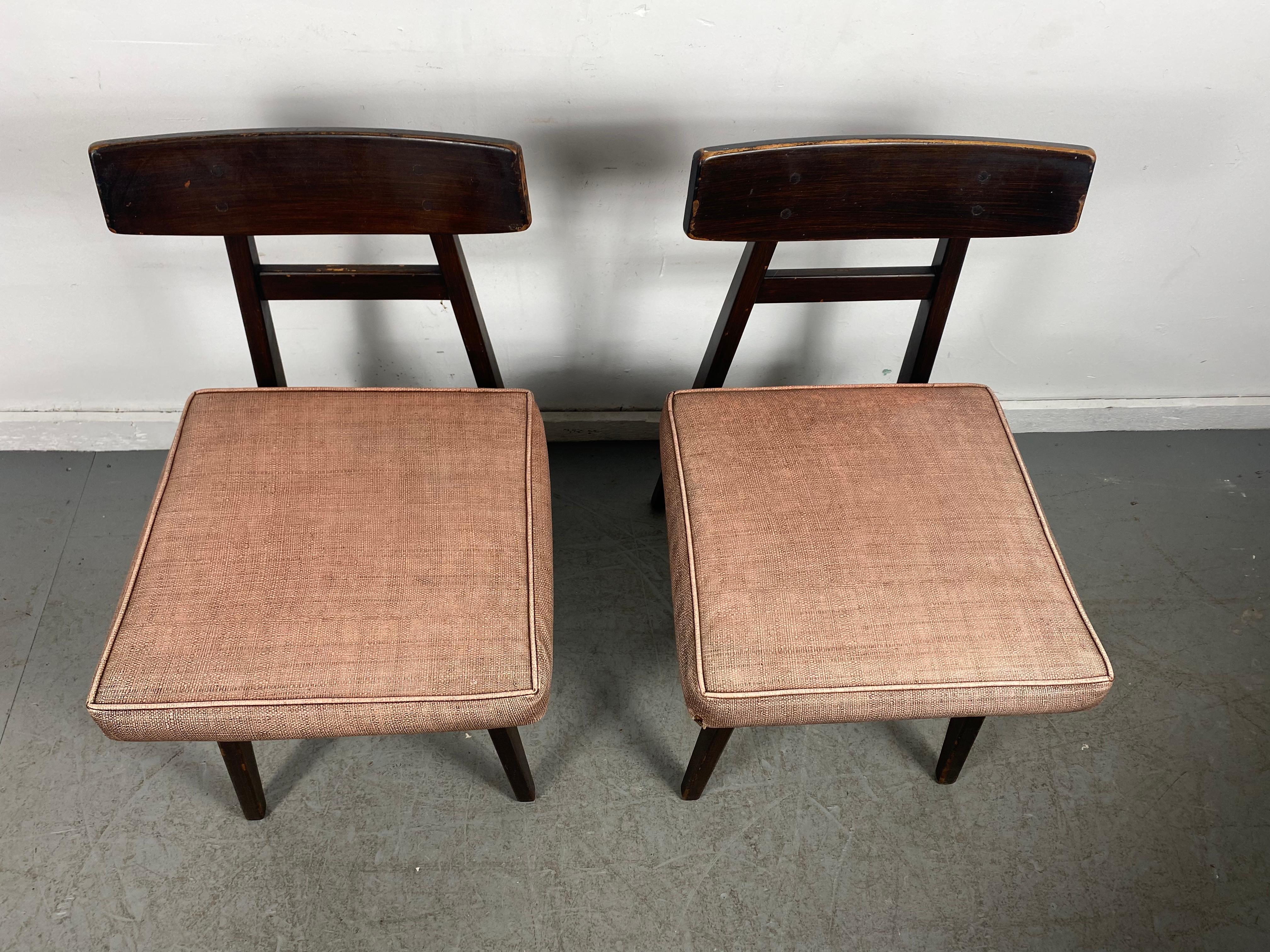 Extremely Rare Asian Inspired Modernist Side Chairs Designed by Jens Risom For Sale 4