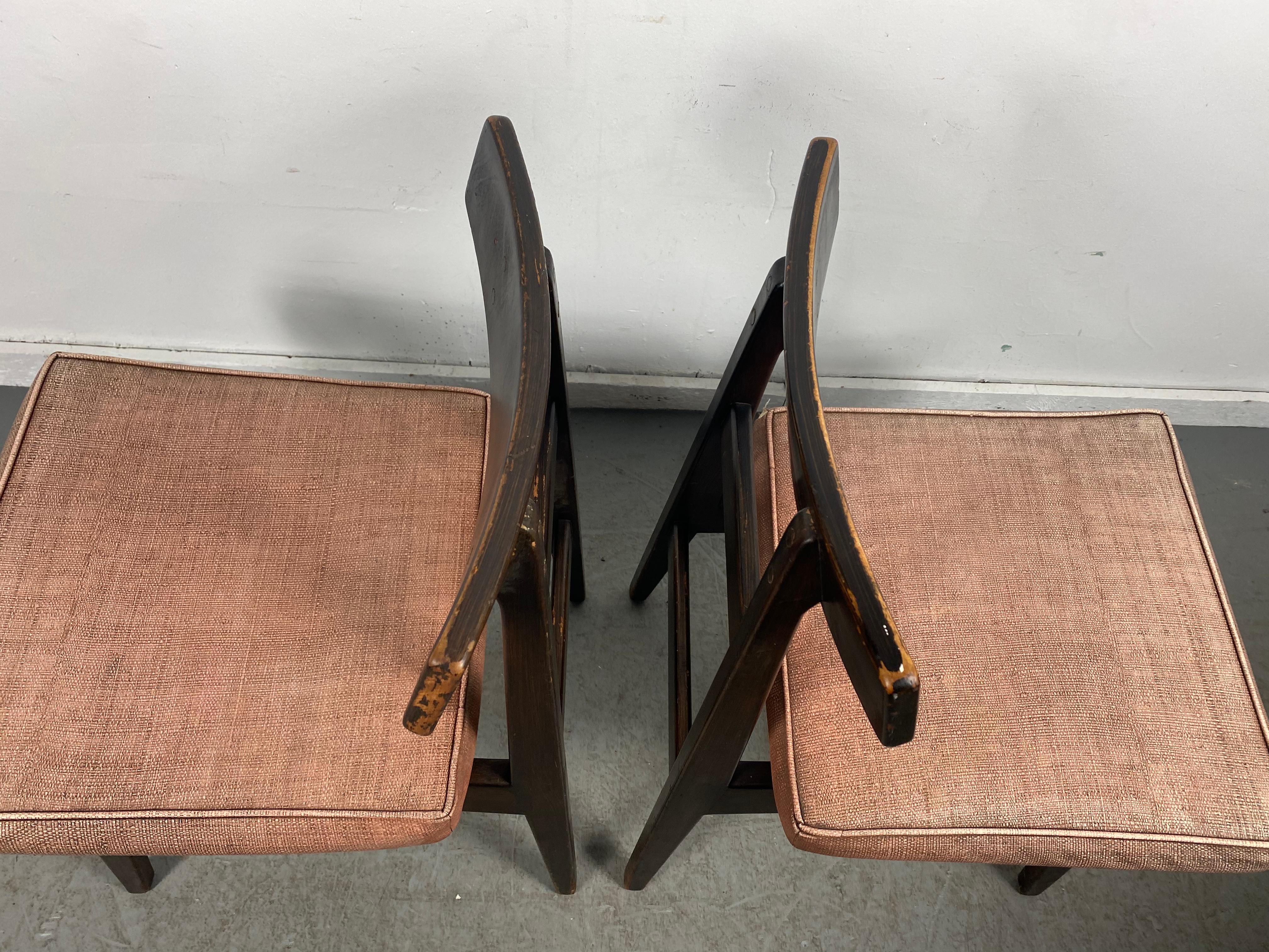 Extremely Rare Asian Inspired Modernist Side Chairs Designed by Jens Risom In Good Condition For Sale In Buffalo, NY