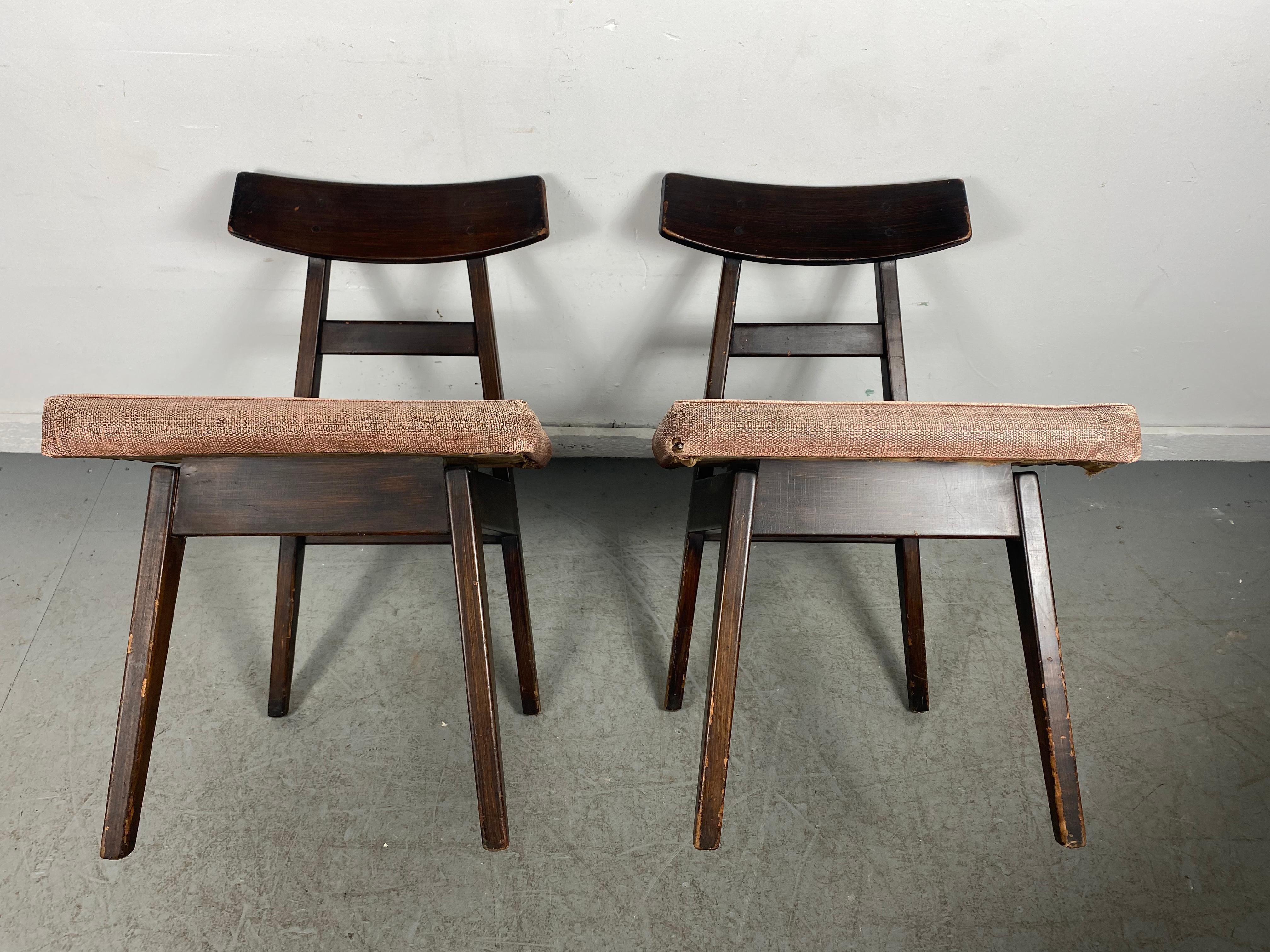 Äußerst seltene asiatisch inspirierte modernistische Beistellstühle, entworfen von Jens Risom (Mitte des 20. Jahrhunderts) im Angebot