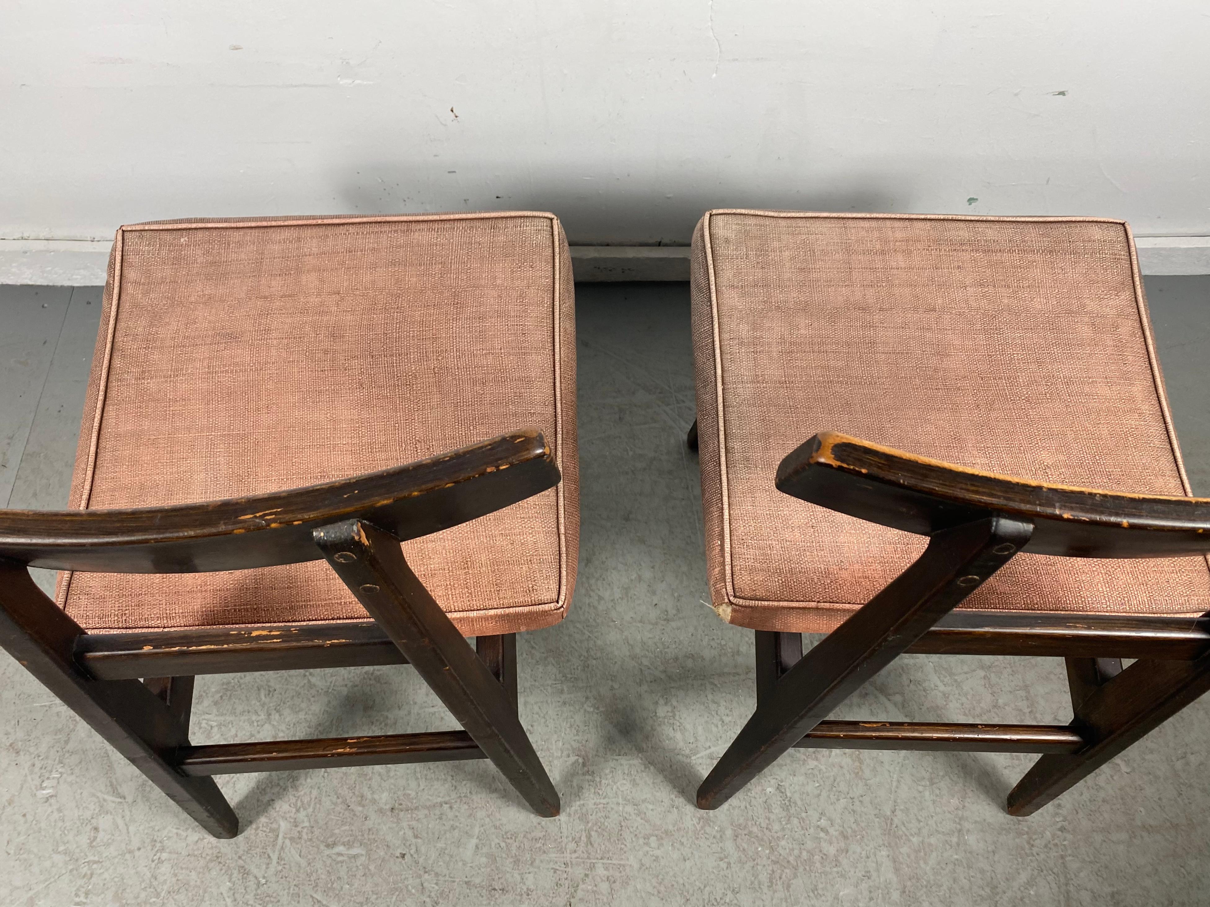 Extremely Rare Asian Inspired Modernist Side Chairs Designed by Jens Risom For Sale 1