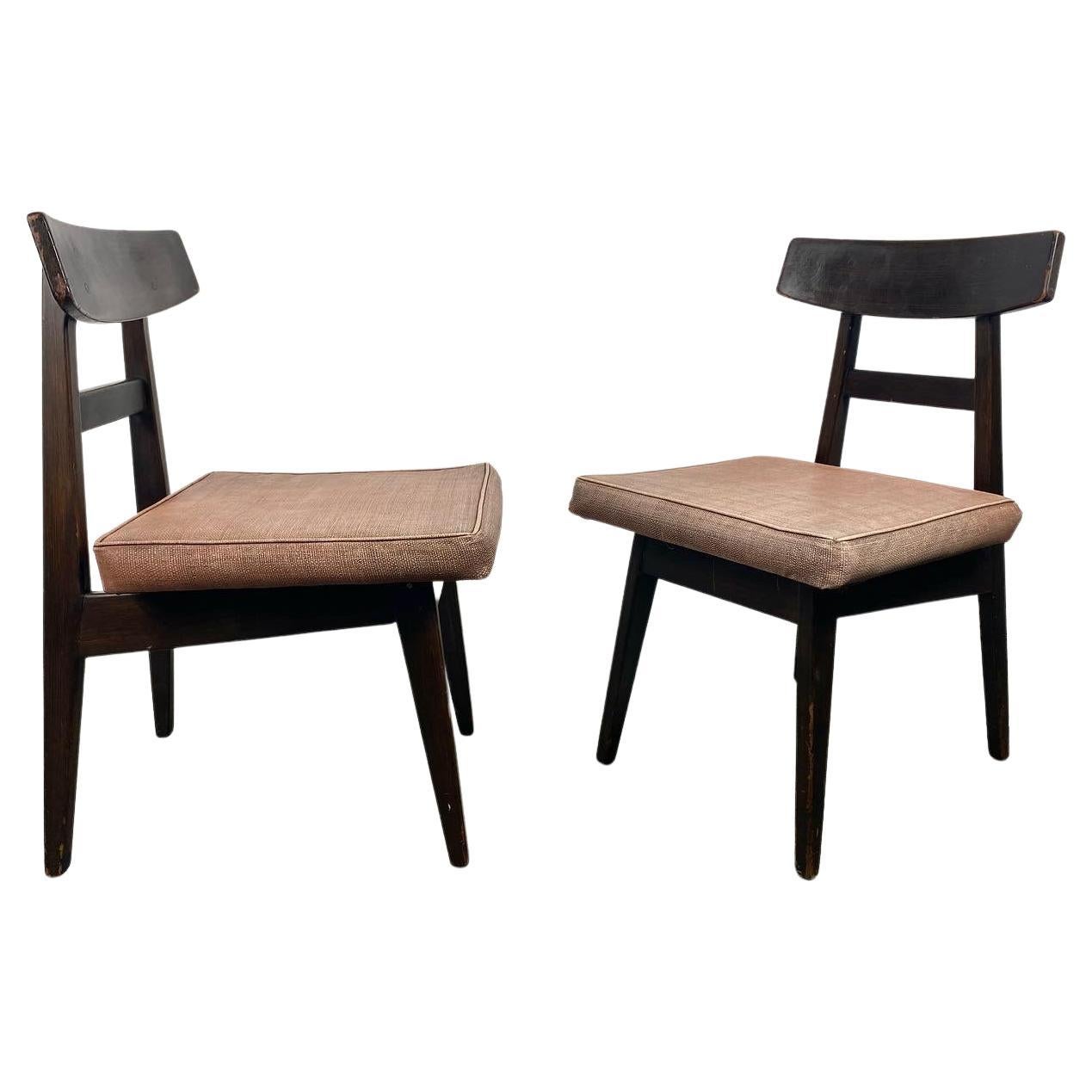 Extremely Rare Asian Inspired Modernist Side Chairs Designed by Jens Risom For Sale