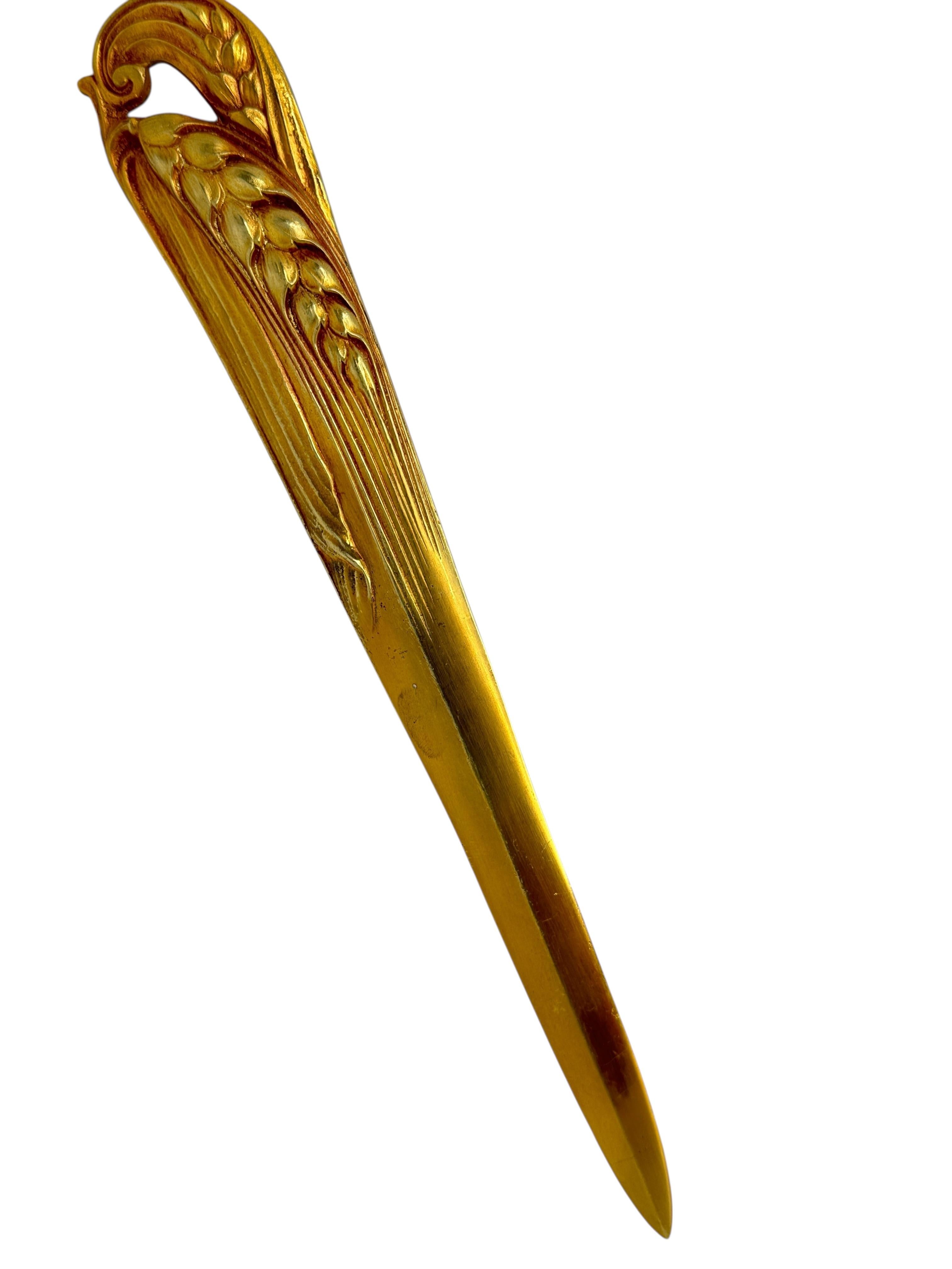 Gilt Extremely Rare Authentic Original French Art Nouveau Letter Opener Antique 1890s For Sale