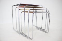 Äußerst seltene farbige Bauhaus-Nesting-Tische B9, Marcel Breuer/ Thonet Lizenz