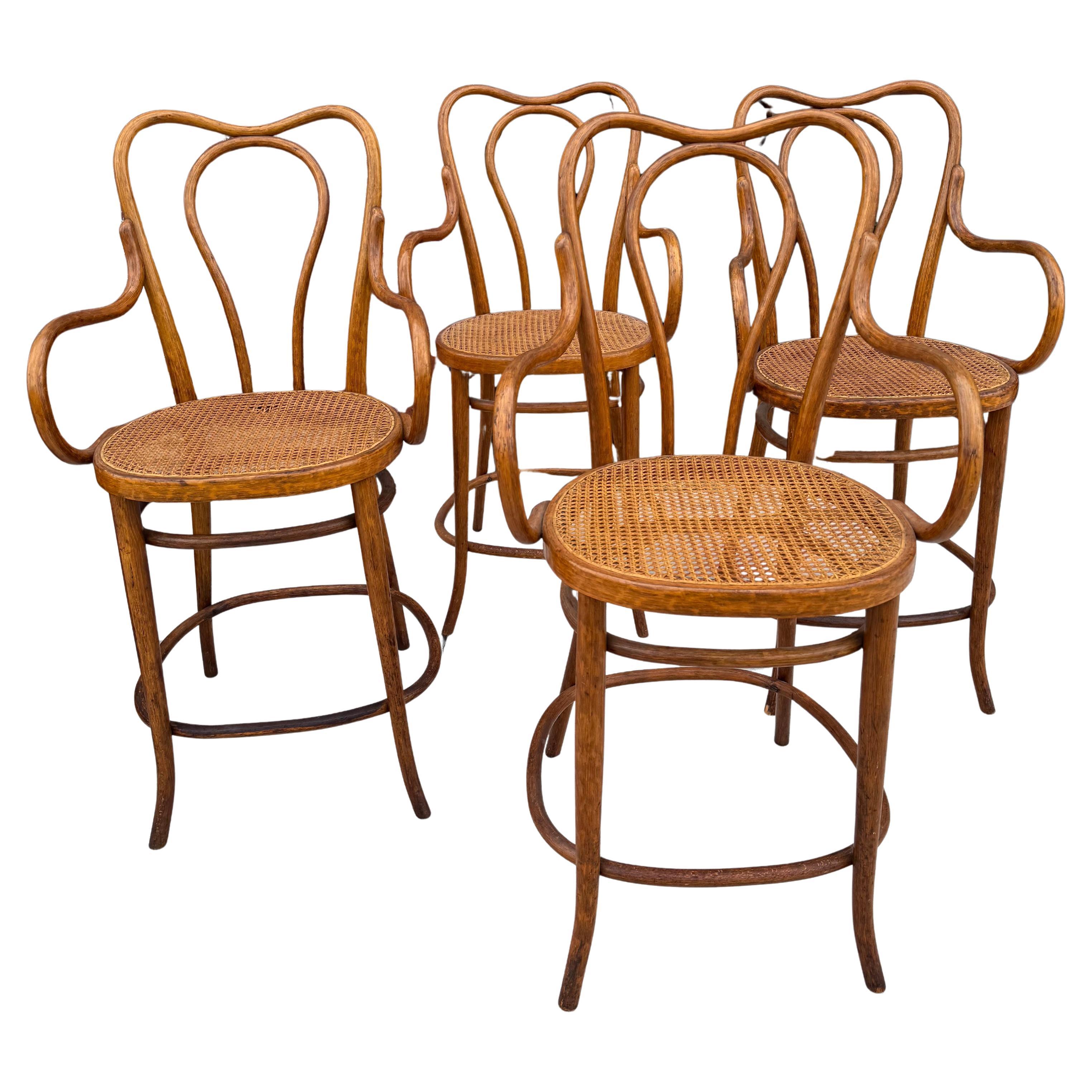 Estremamente raro sgabello in legno di bengala #18.5 di Michael Thonet, Vienna anni
20