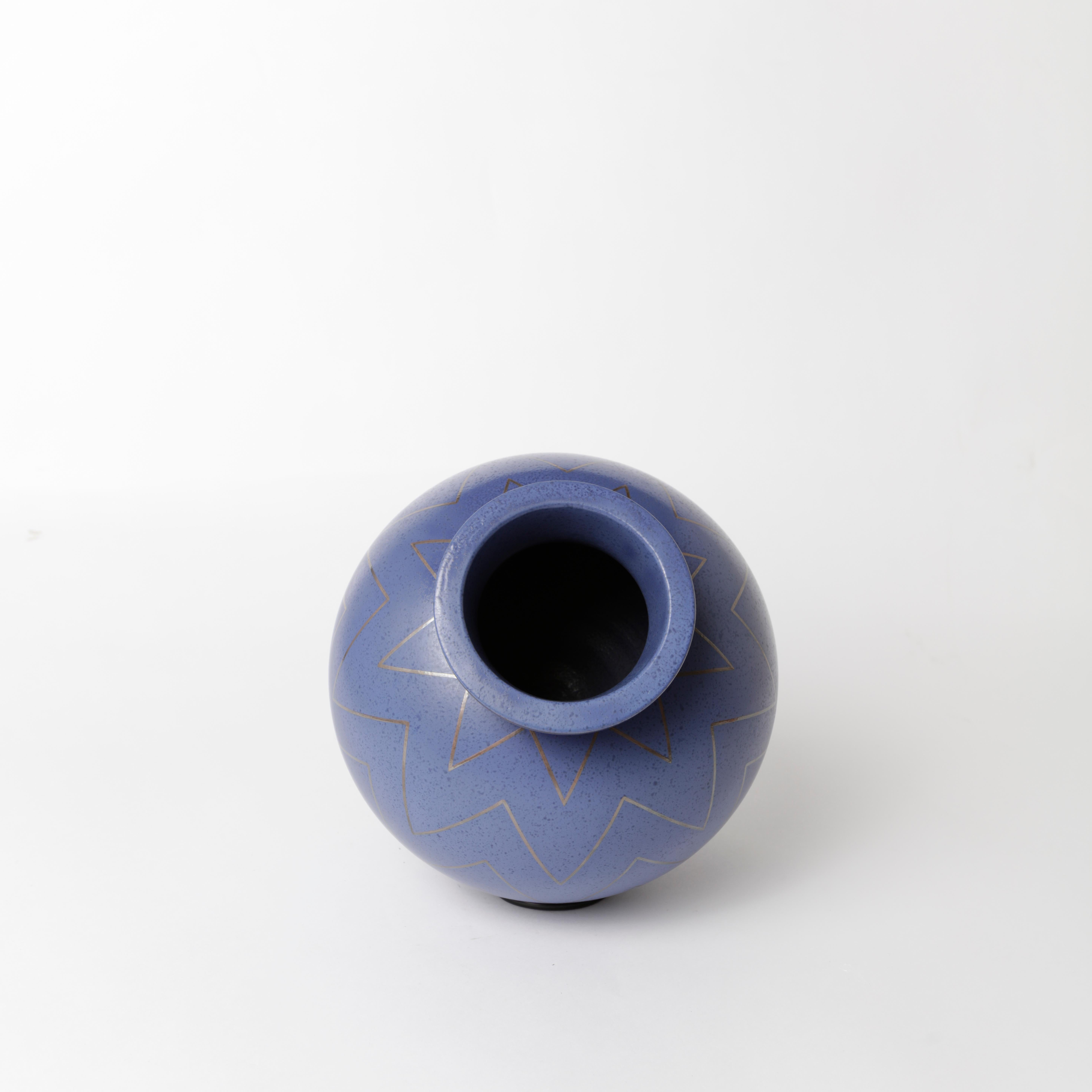 Mid-20th Century Extremely Rare Blue Argenta Stoneware Vase by Wilhelm Kåge Gustavsberg, 1940s For Sale