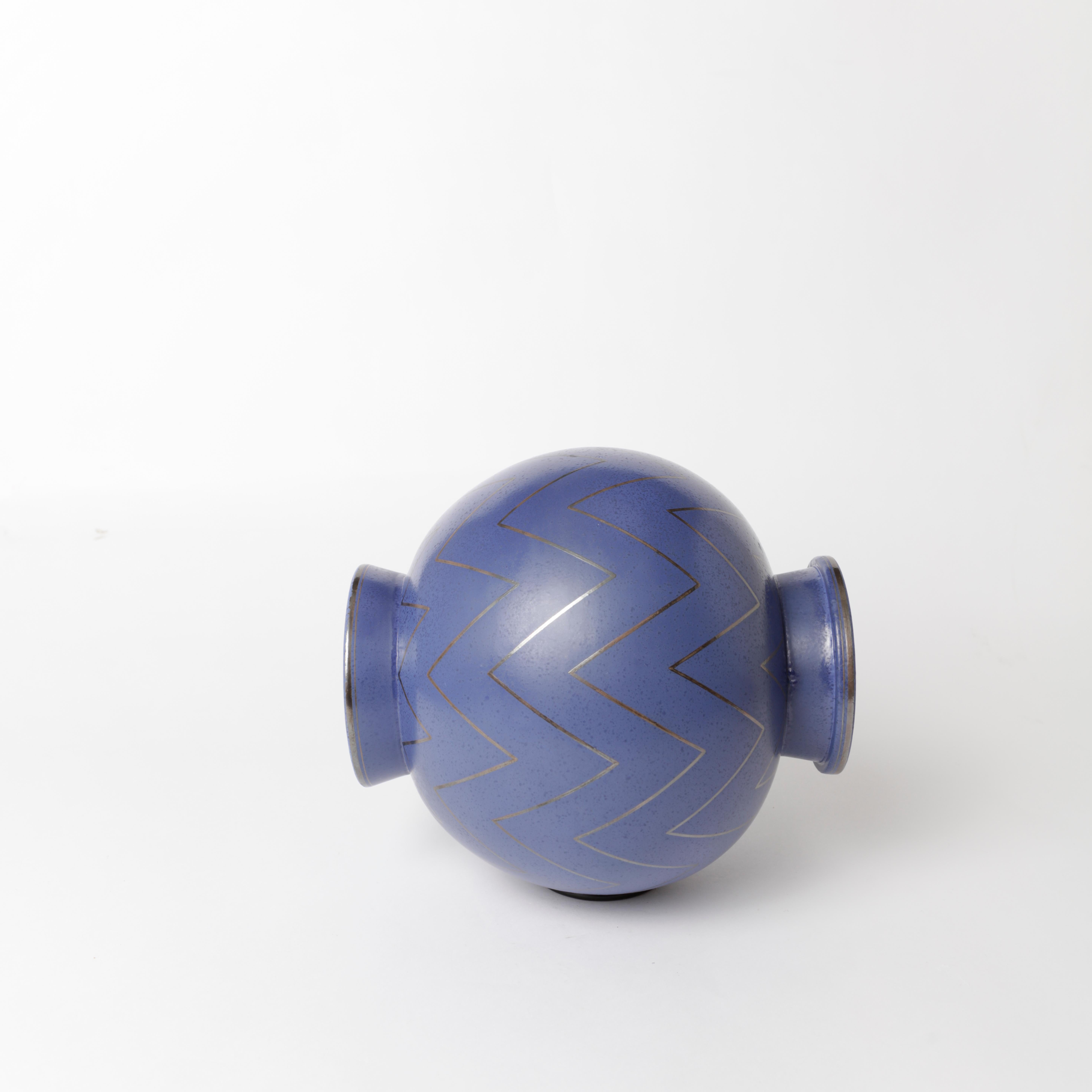 Extremely Rare Blue Argenta Stoneware Vase by Wilhelm Kåge Gustavsberg, 1940s For Sale 2