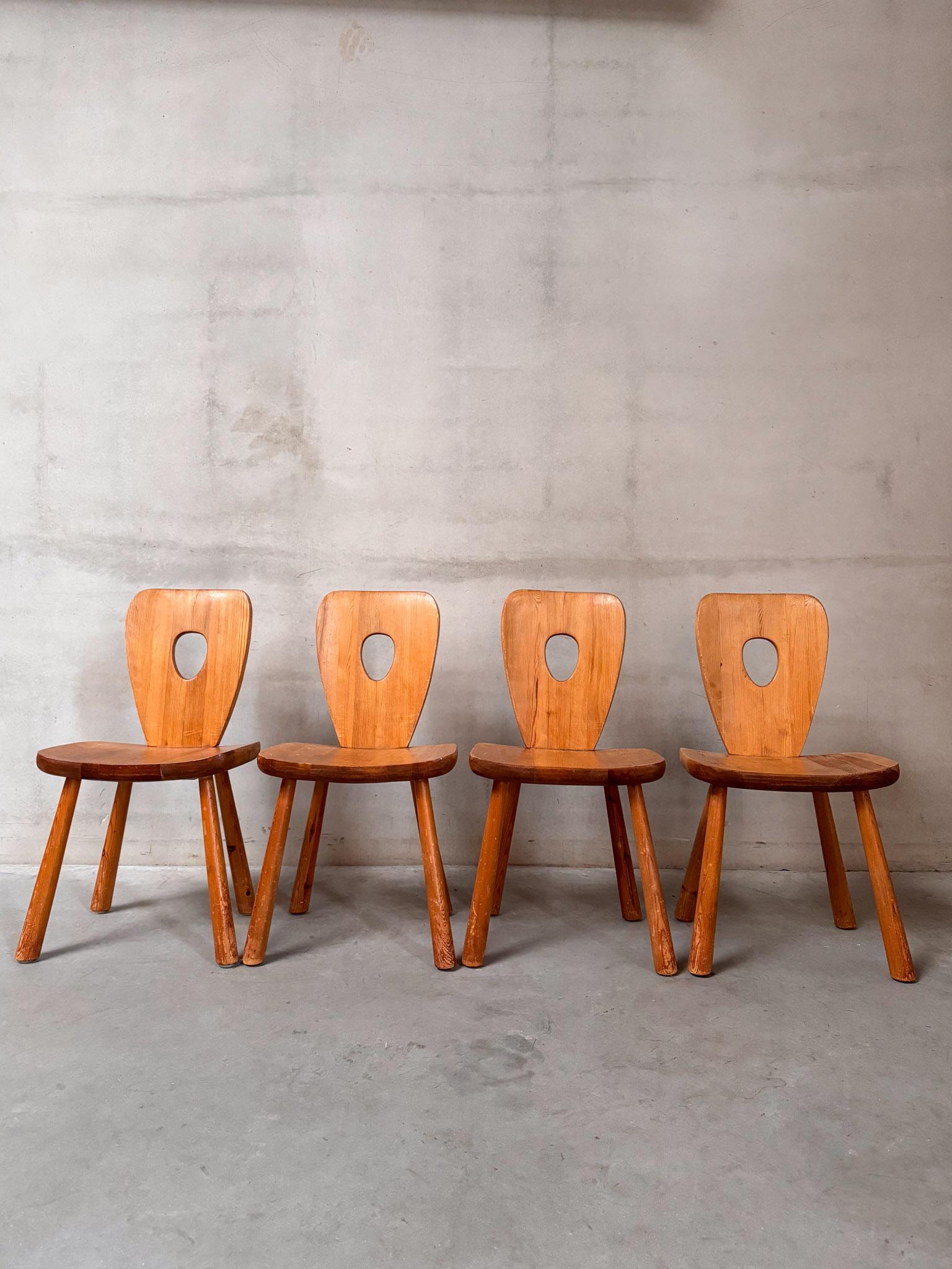Äußerst seltene Bo Fjaestad Kiefernholzstühle, Arvika Konsthantverk, Schweden, 1950er Jahre im Angebot 3