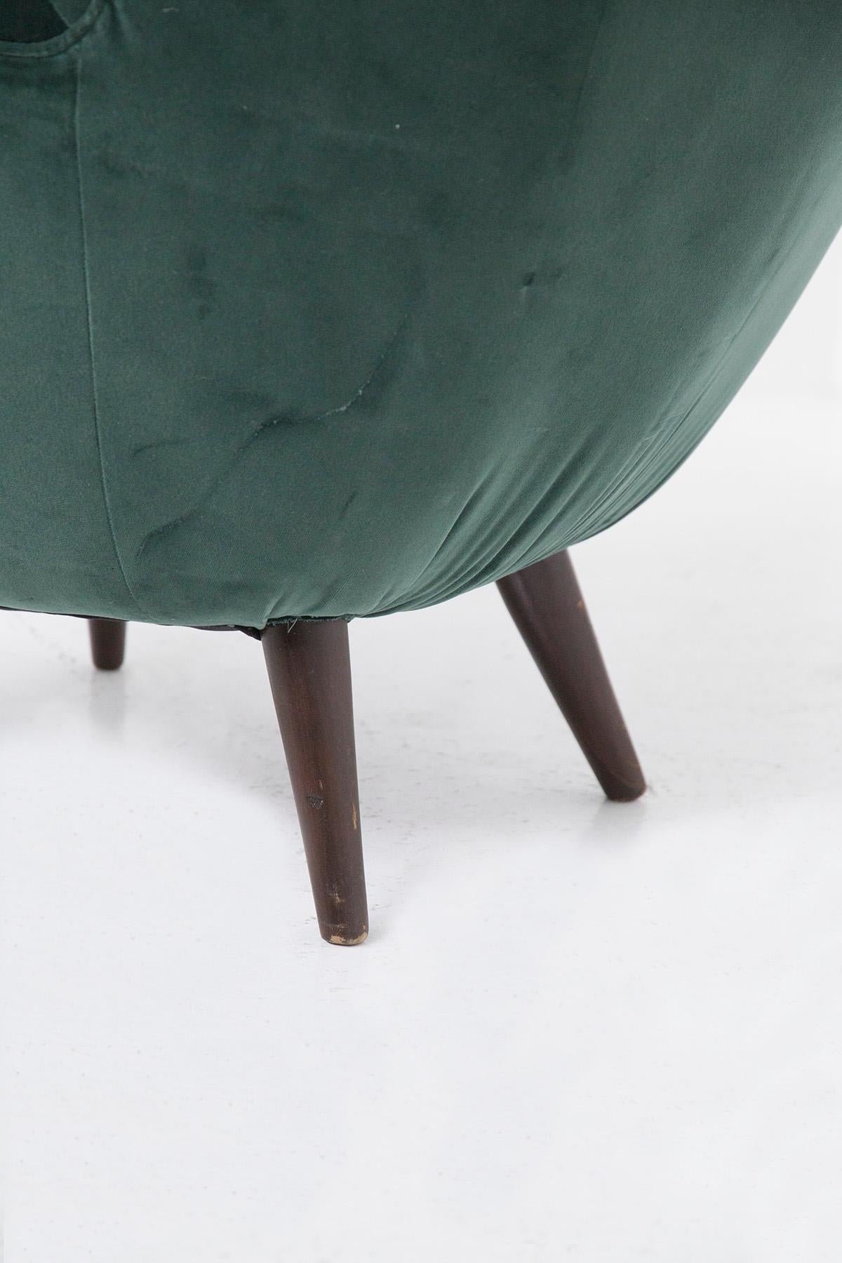 Italian Unique Extremely Rare Carlo Mollino Velvet Armchair, Published For Sale