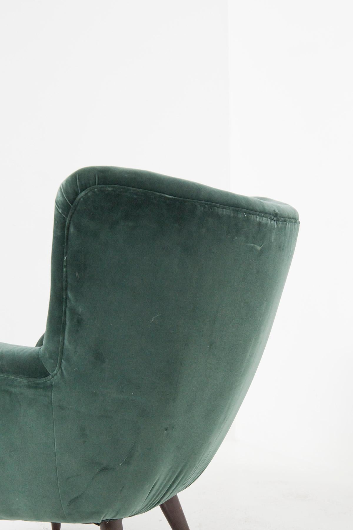 Mid-20th Century Unique Extremely Rare Carlo Mollino Velvet Armchair, Published For Sale