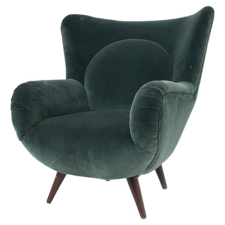 Unique Extremely Rare Carlo Mollino Velvet Armchair, Published For Sale