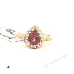 Seltener zertifizierter 14k Padparadscha .94 Crt mit .22 Karat Diamant-Verlobungsring