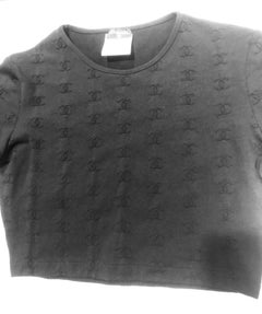 Extremely Rare Chanel CC Logo Cropped T-shirt Black 1996