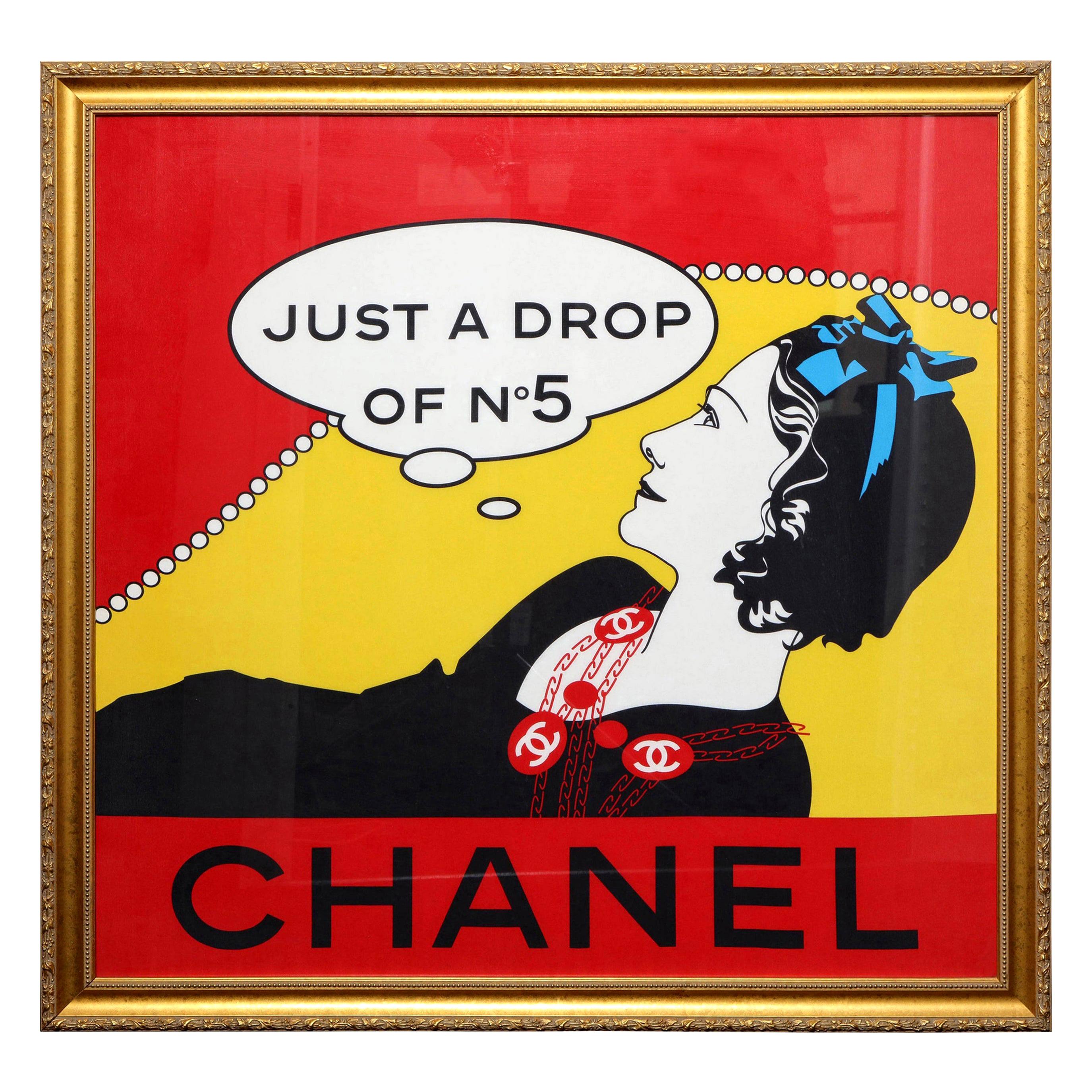 Extremely Rare Chanel "Drop of No.5" Scarf in Gold Frame For Sale
