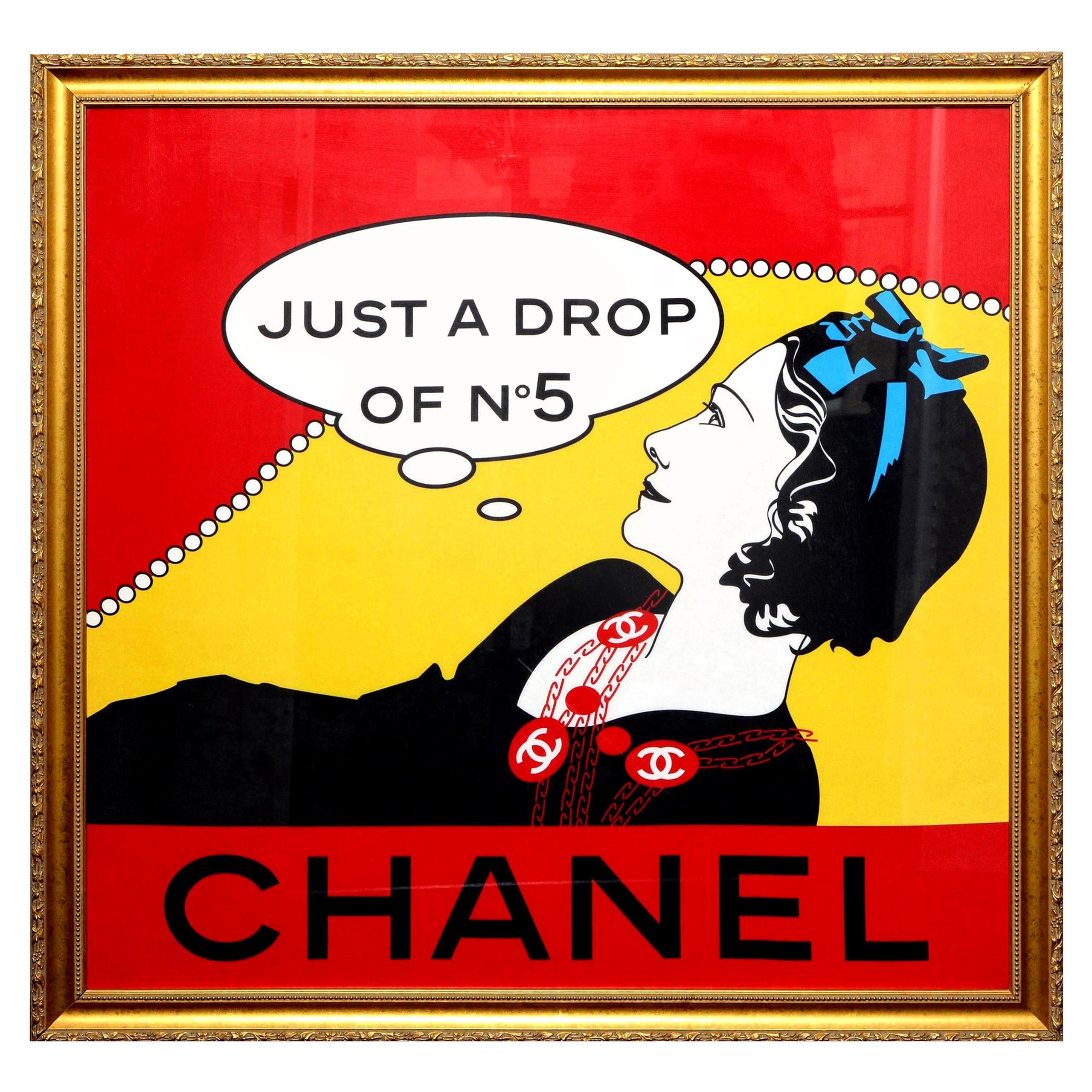 Extremely Rare Chanel "Drop of No.5" Scarf in Gold Frame For Sale