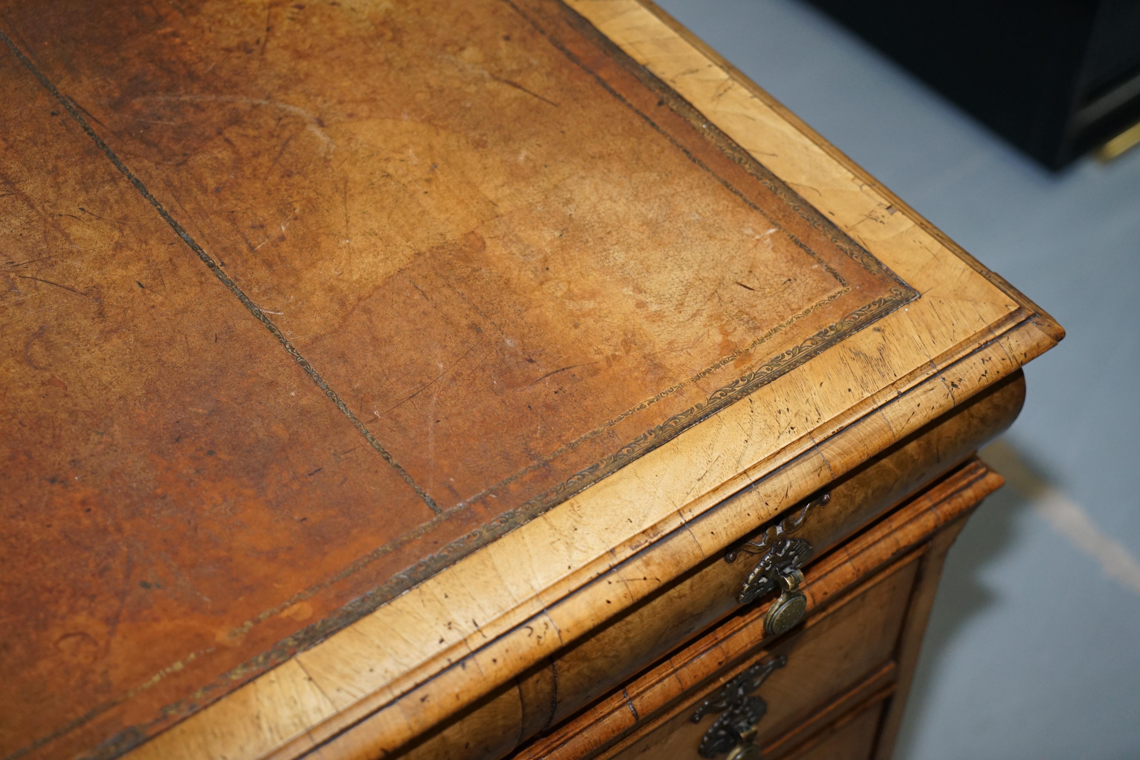 Burl Extremely Rare circa 1815 Regency Solid Burr Walnut Cushion Drawer Pedestal Desk