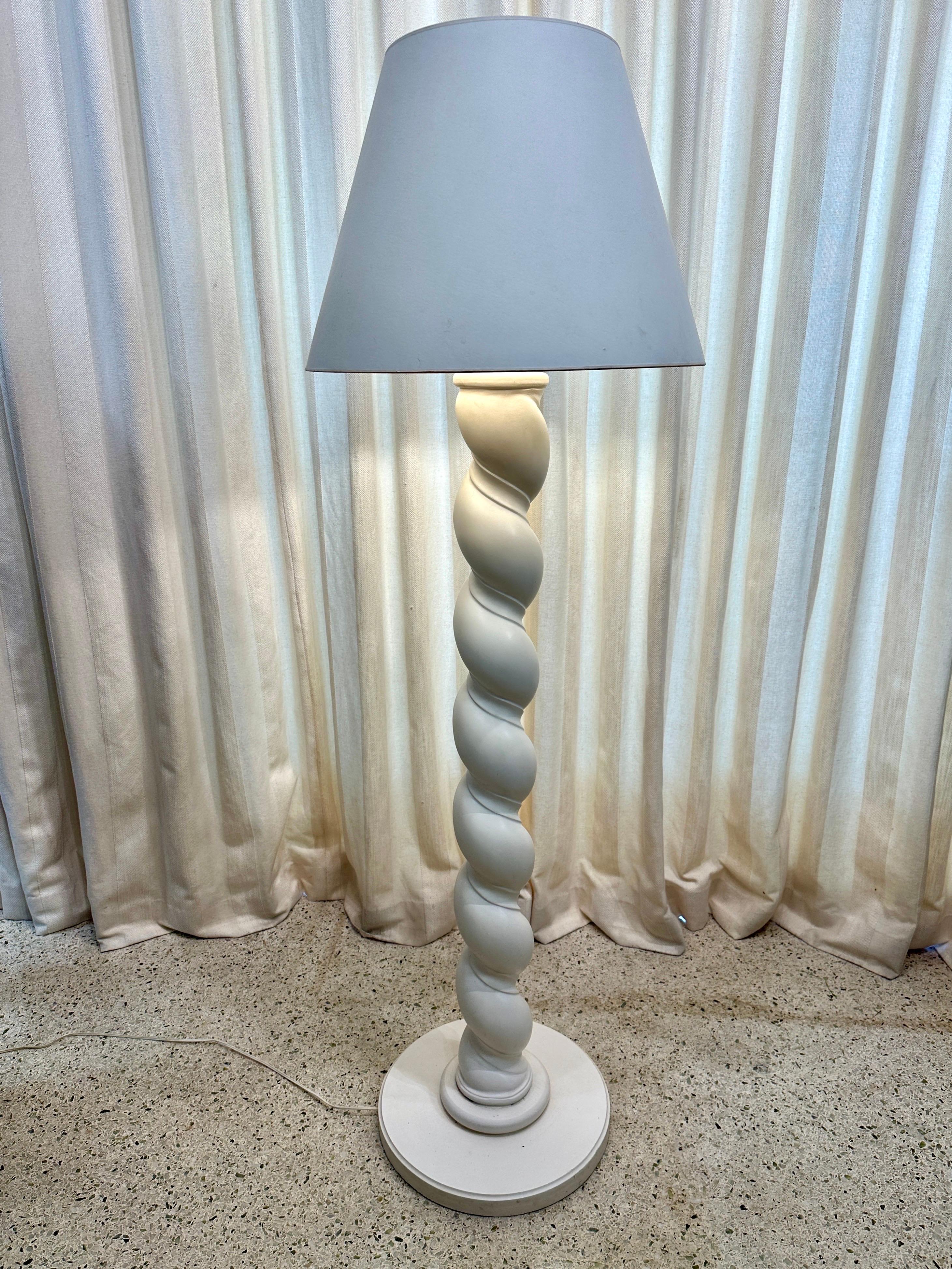 American Extremely Rare Composition Plaster Floor Lamp w/ Spiraling Design by Sirmos For Sale