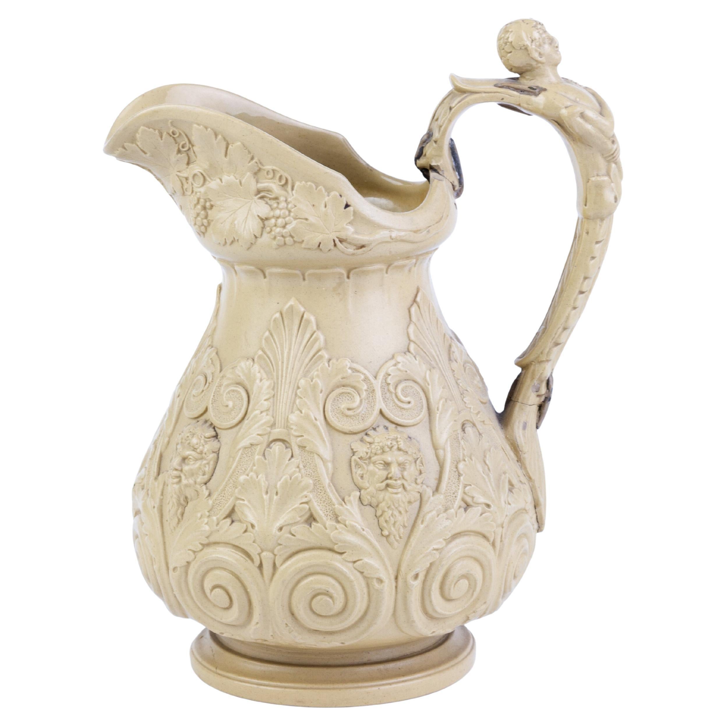 Extremely Rare D. & J. Henderson Flint American Stoneware Pitcher Jug ca. 1829 For Sale