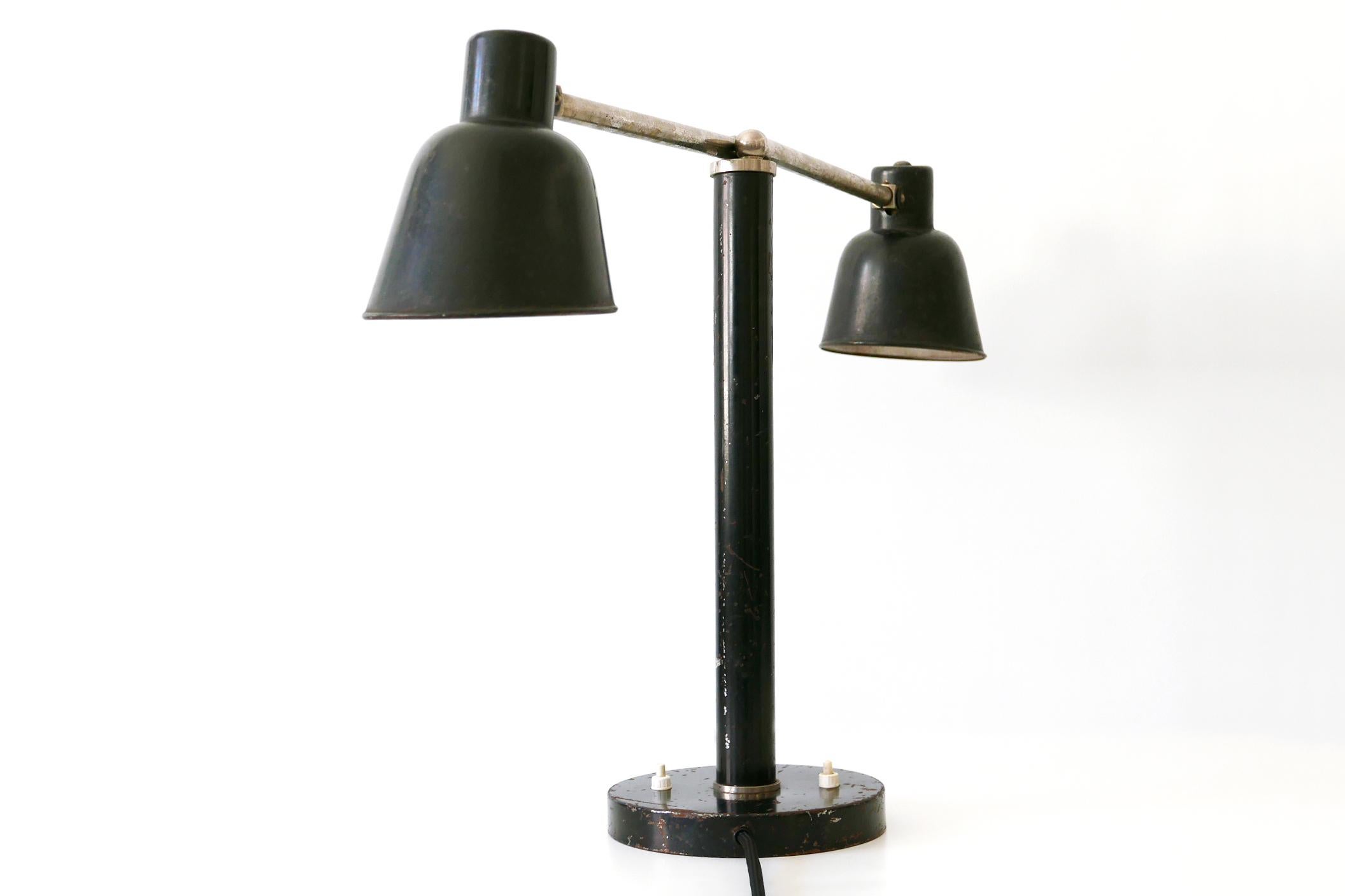 Rare Two-Armed Bauhaus Table Lamp by Christian Dell for Bünte & Remmler 1930s For Sale 2