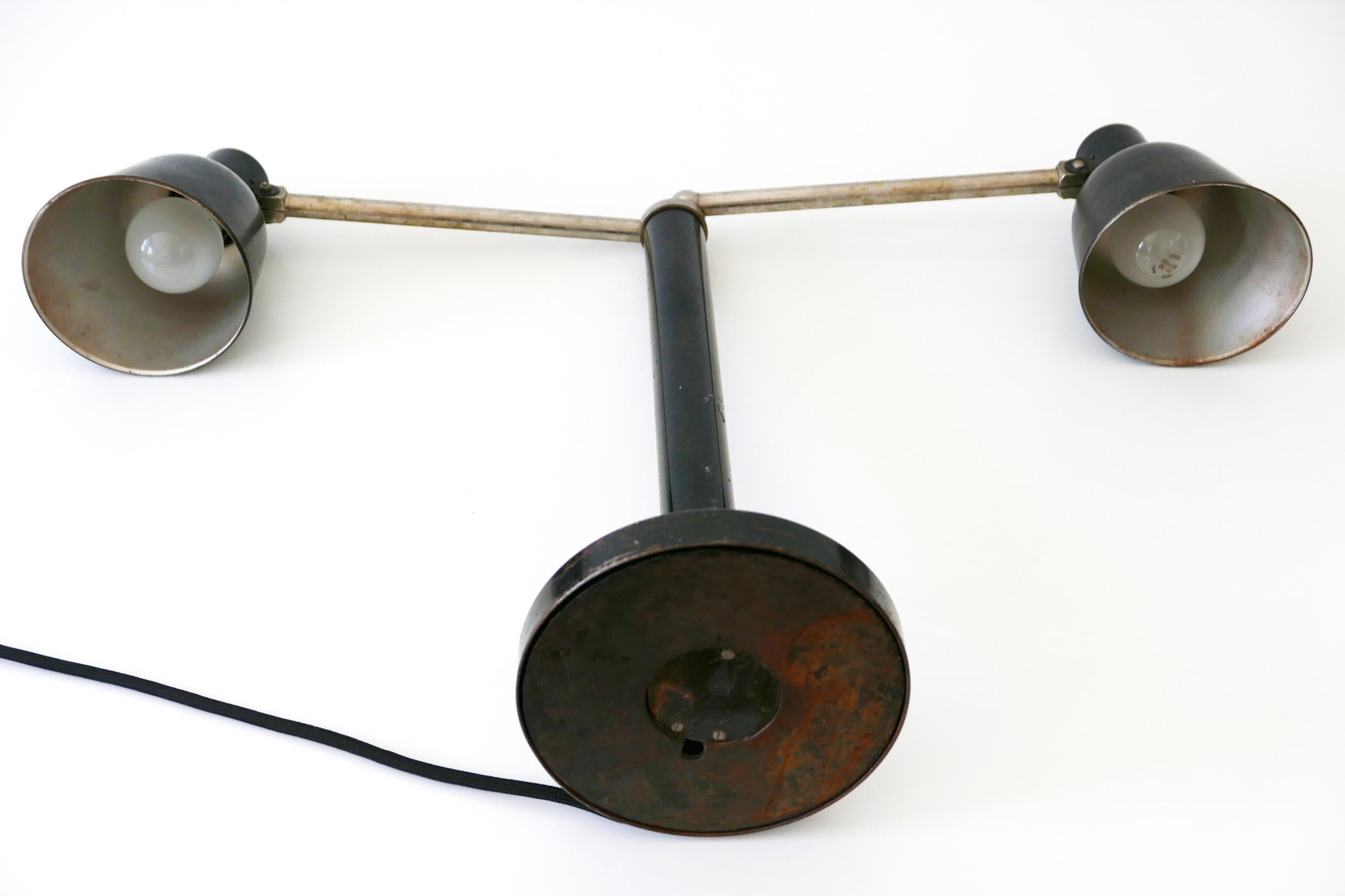 Rare Two-Armed Bauhaus Table Lamp by Christian Dell for Bünte & Remmler 1930s For Sale 10