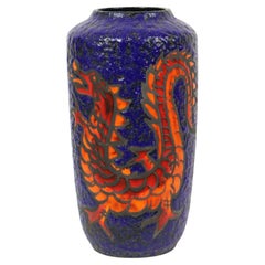 Extremely Rare Dragon Vase Scheurich West Germany Fat Lava 517-38