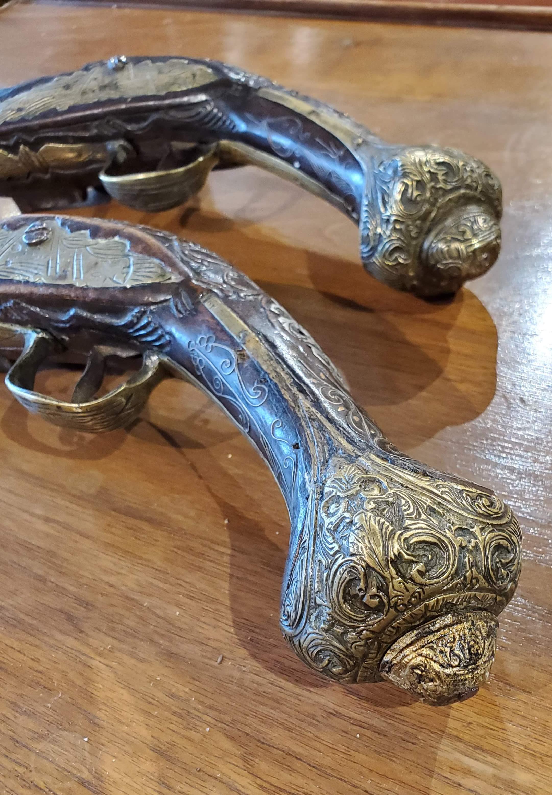 Goatskin Extremely Rare Early 18th Century Turkish Flintlock Pistols