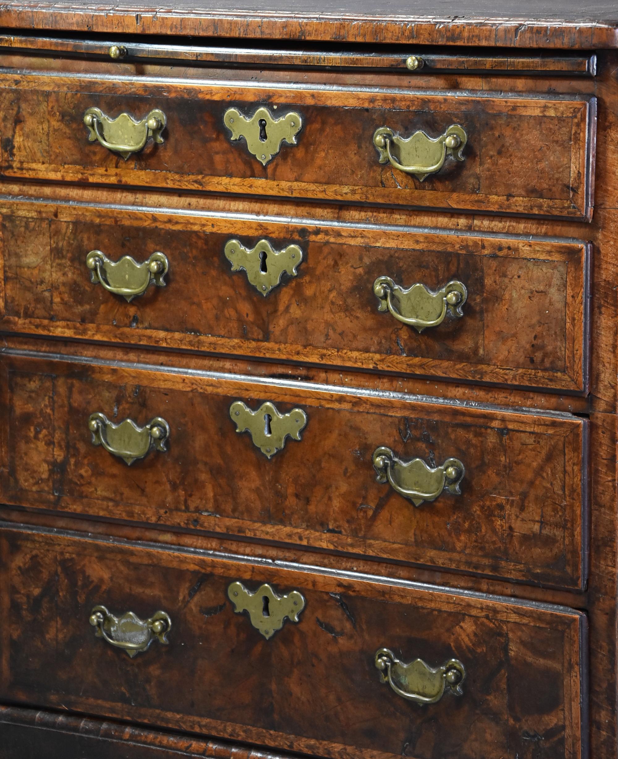 Extremely Rare Early 18th Century Walnut Chest of Drawers in Untouched Condition For Sale 6