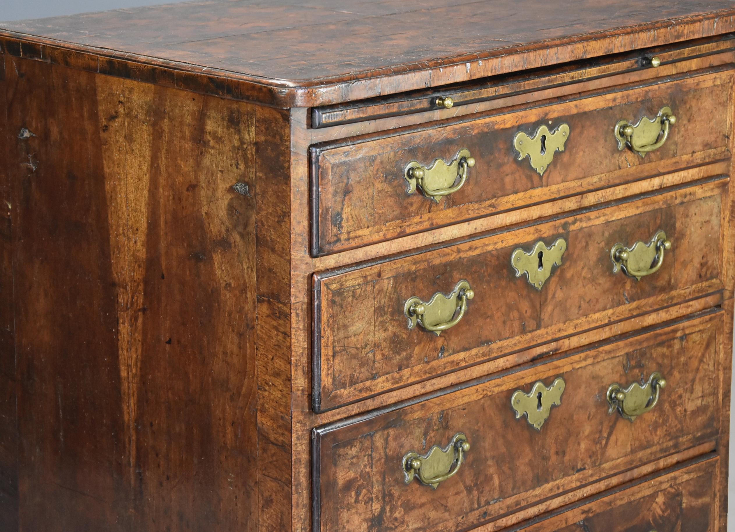 Extremely Rare Early 18th Century Walnut Chest of Drawers in Untouched Condition For Sale 3
