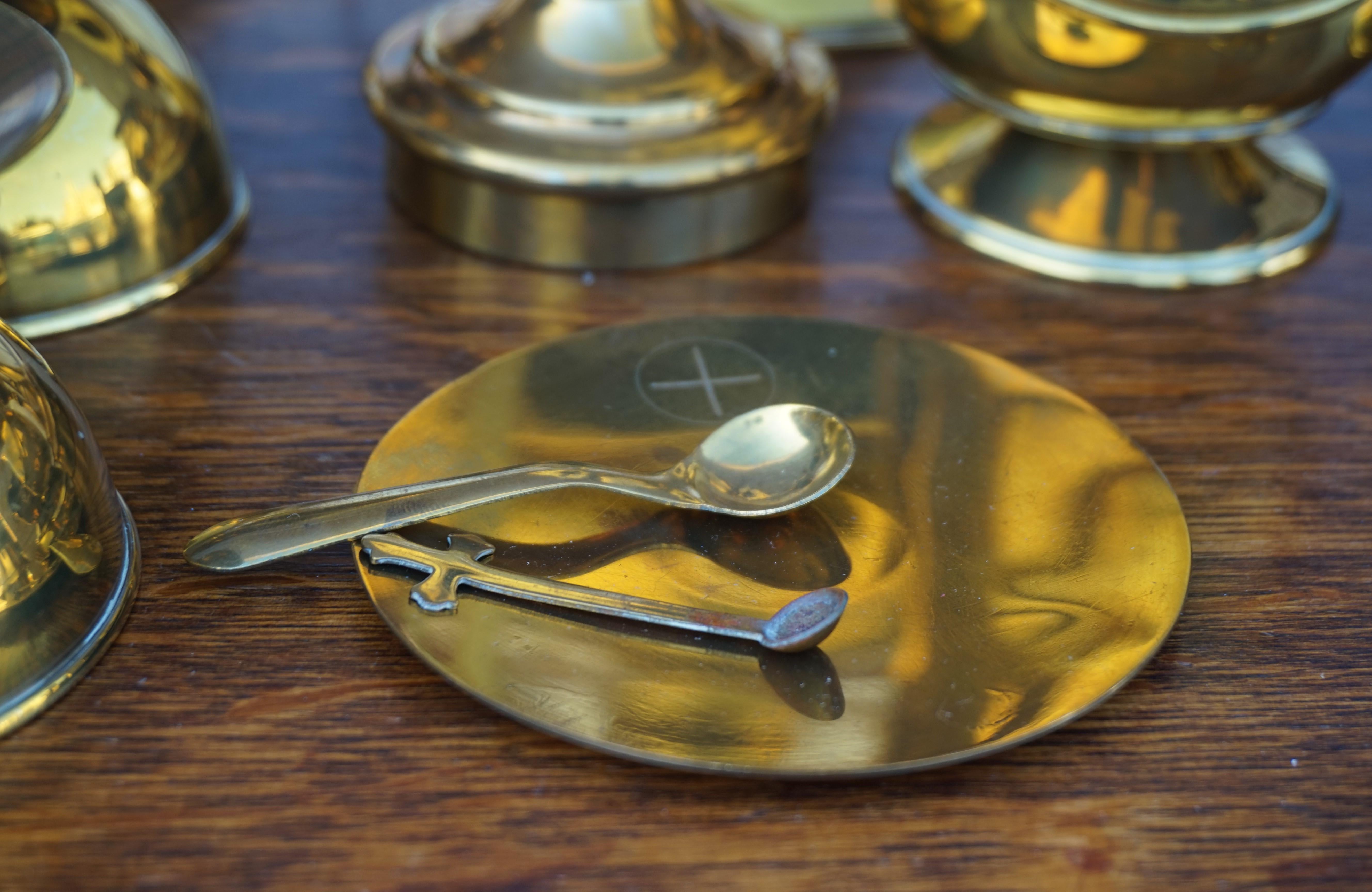 Polished Extremely Rare Early 1900s Brass Altar Server Set or Church Mass Teaching Set For Sale