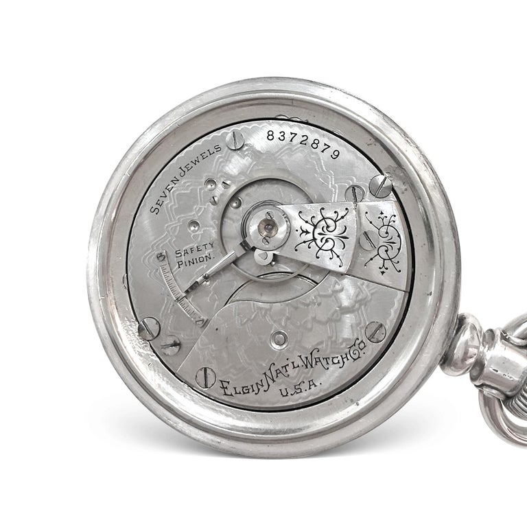 Extremely Rare Elgin Silver Pocket Watch Deer Printed Dial at 1stDibs