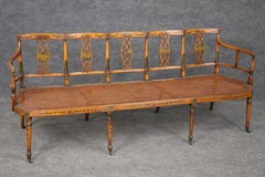 Extremadamente Raro Sillón de Bastón Inglés Adams Decorado con Pintura de Madera Satinada para 5 Personas