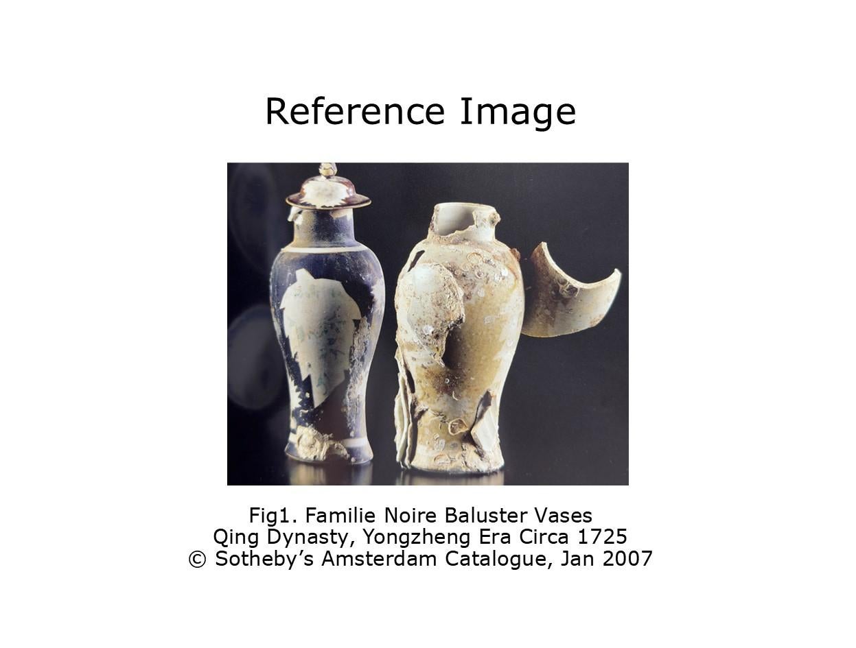 Vasi Famille Noire estremamente rari provenienti dalla nave Mau Mau, dinastia Qing, epoca Yongzheng in vendita 4